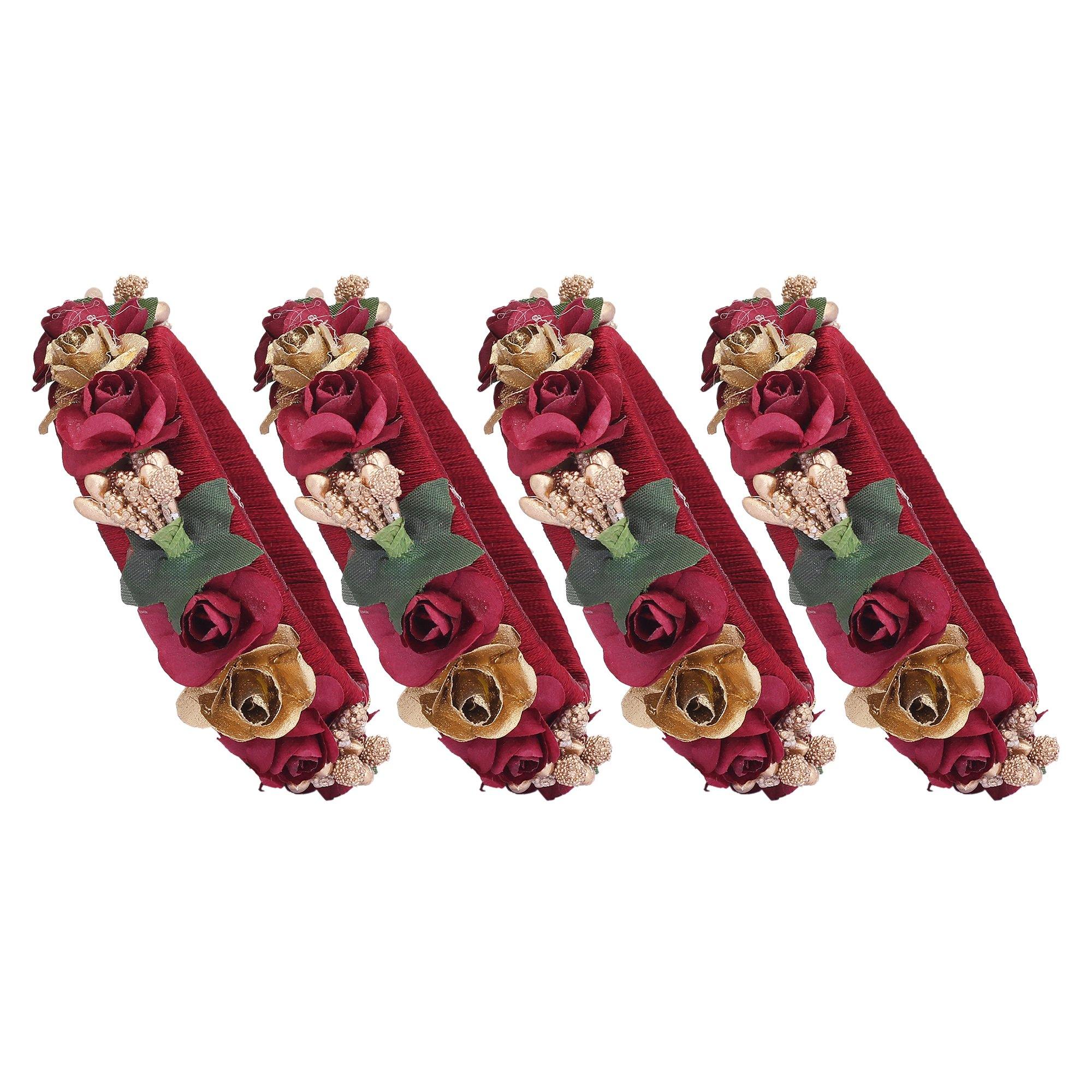 Sukriti Stylish Designer Party Wedding wear Flower Silk Thread Maroon Bangles for Girls & Women – Set of 18
