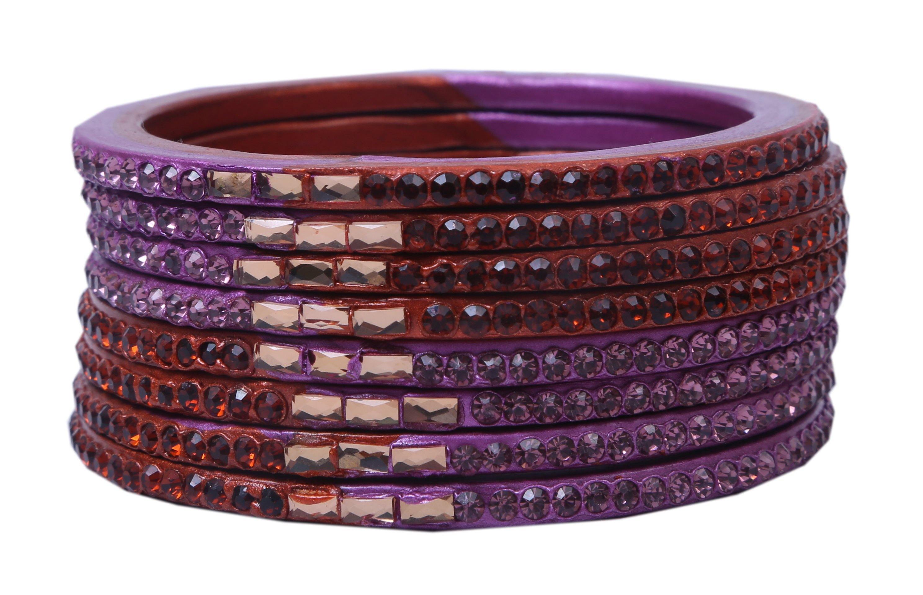 Sukriti Traditional Mauve-Brown Lac Bangles for Women - Set of 8