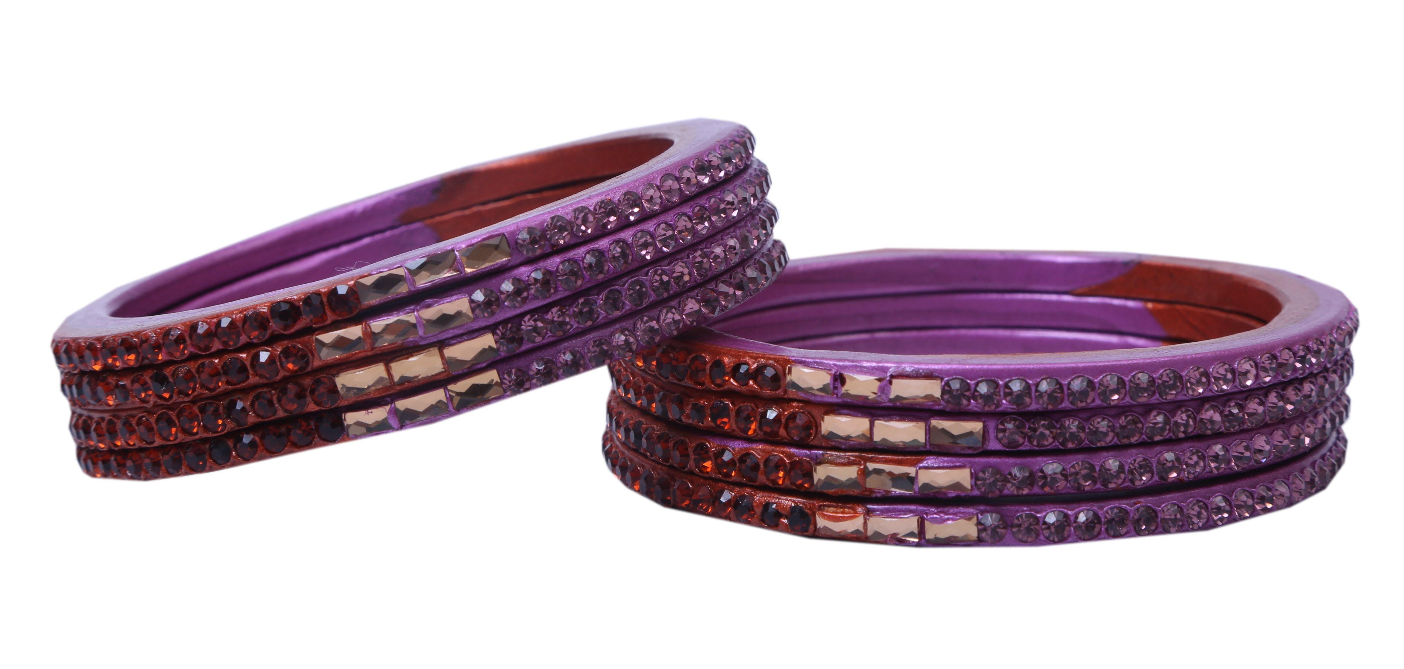 Sukriti Traditional Mauve-Brown Lac Bangles for Women - Set of 8