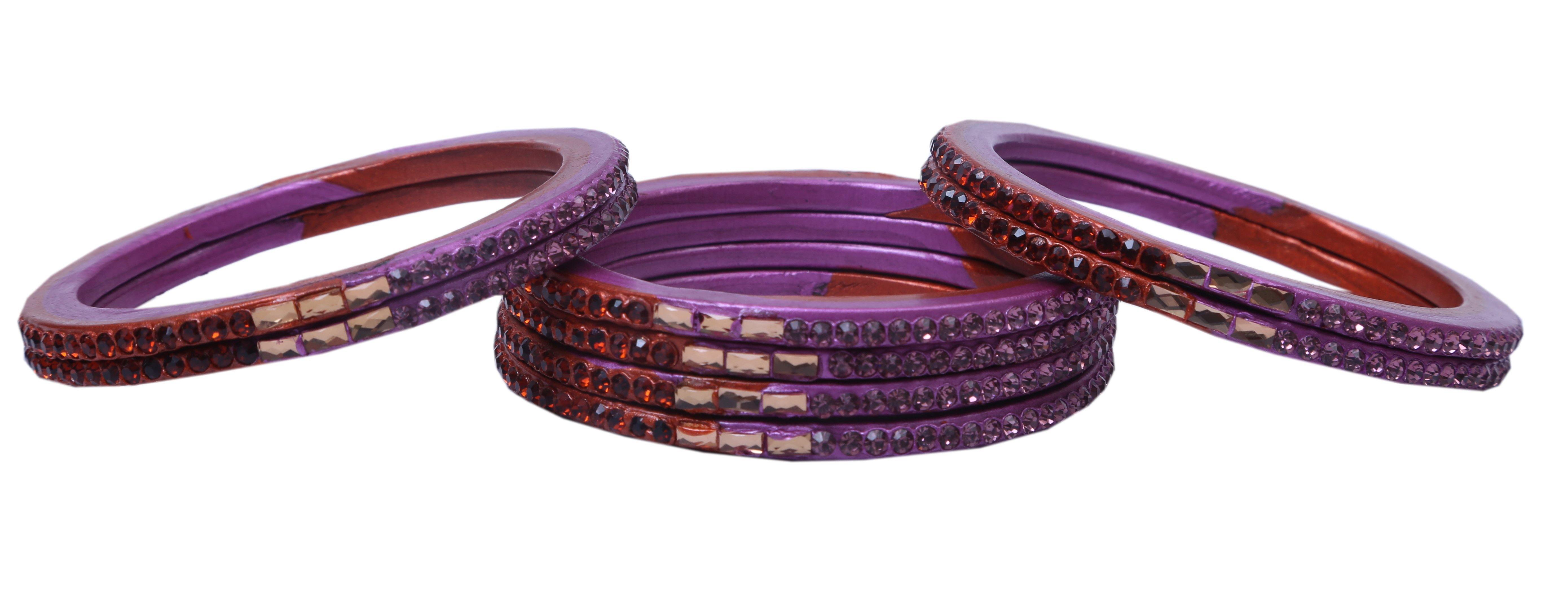 Sukriti Traditional Mauve-Brown Lac Bangles for Women - Set of 8