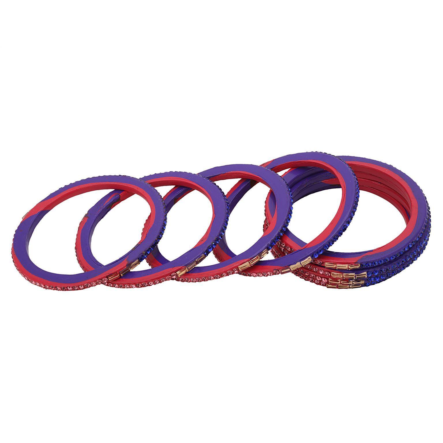 Sukriti Traditional Pink-Blue Lac Bangles for Women - Set of 8