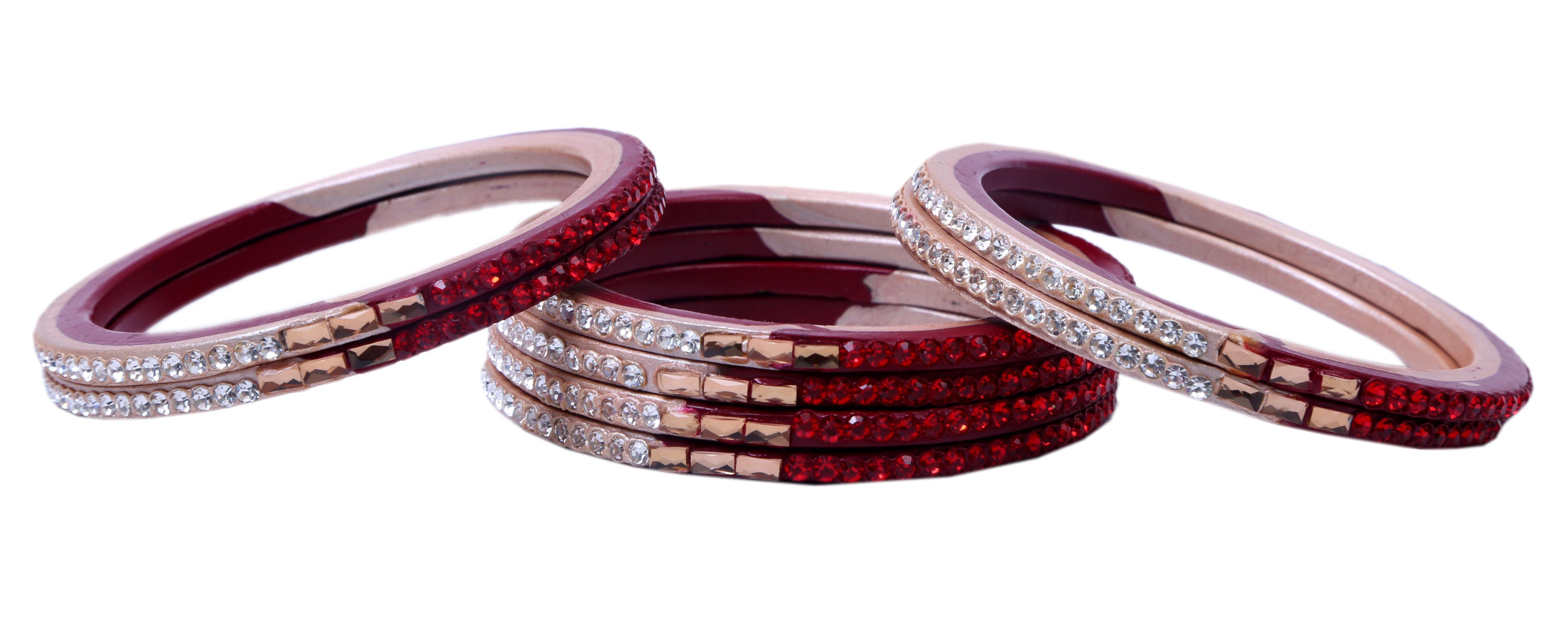 Sukriti Traditional Red-Beige Lac Bangles for Women - Set of 8