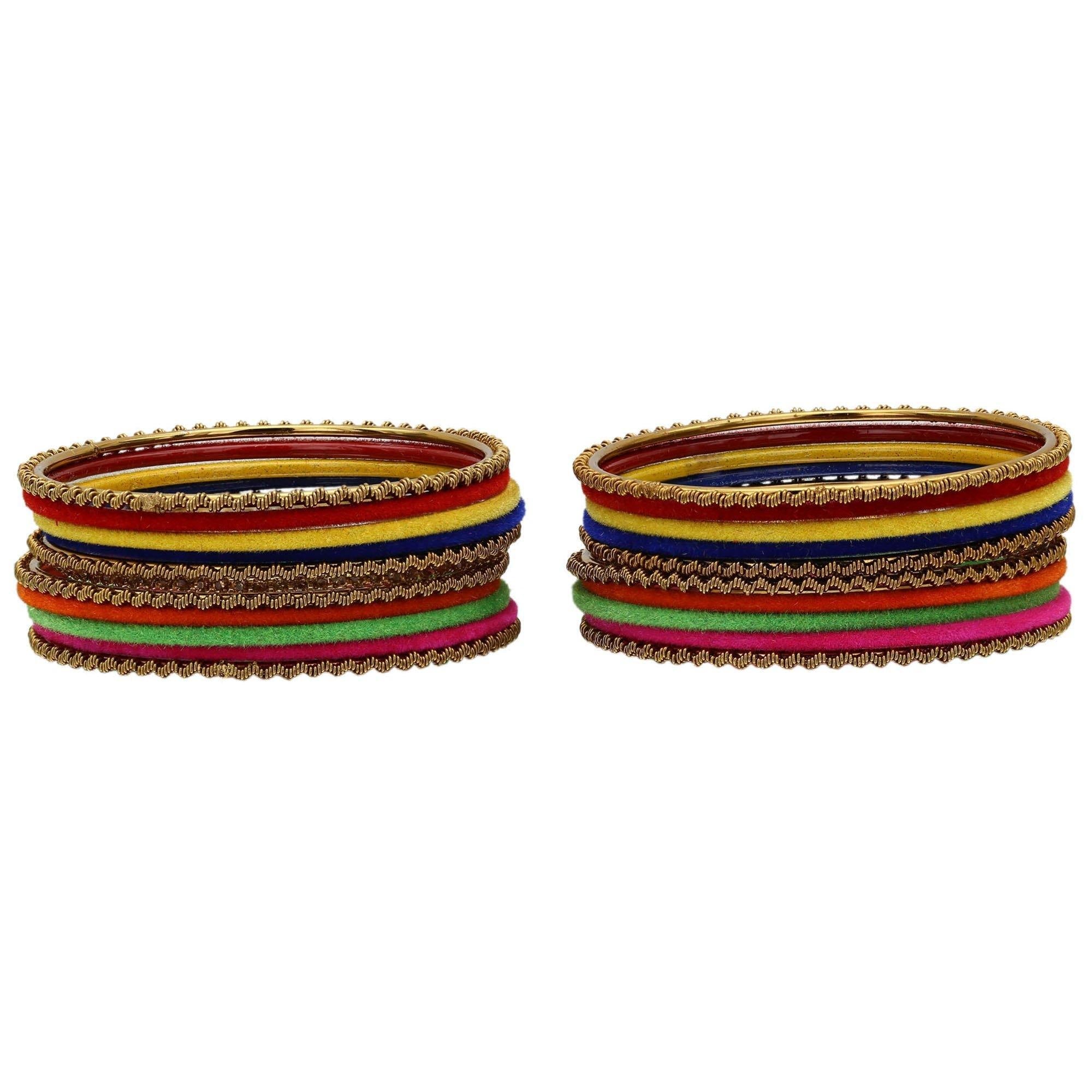 Sukriti Velvet Metal Bracelet Bangle Set Fashion Jewelry for Girls & Women – Set of 22
