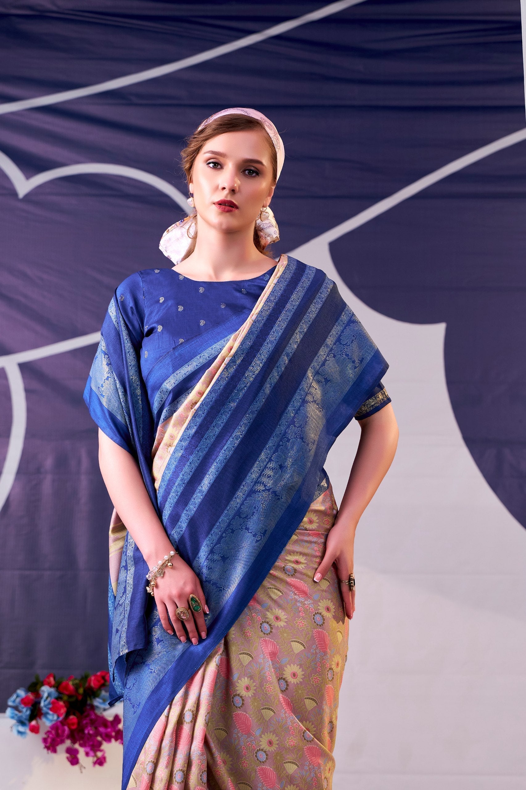 Tasar Silk Floral Printed Saree