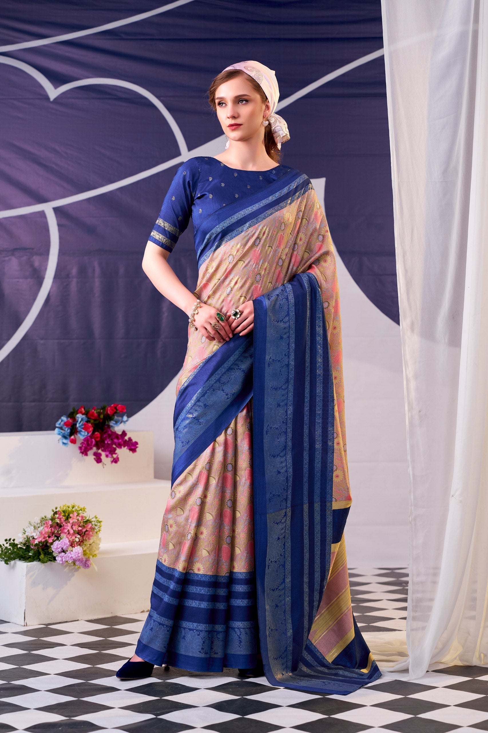Tasar Silk Floral Printed Saree