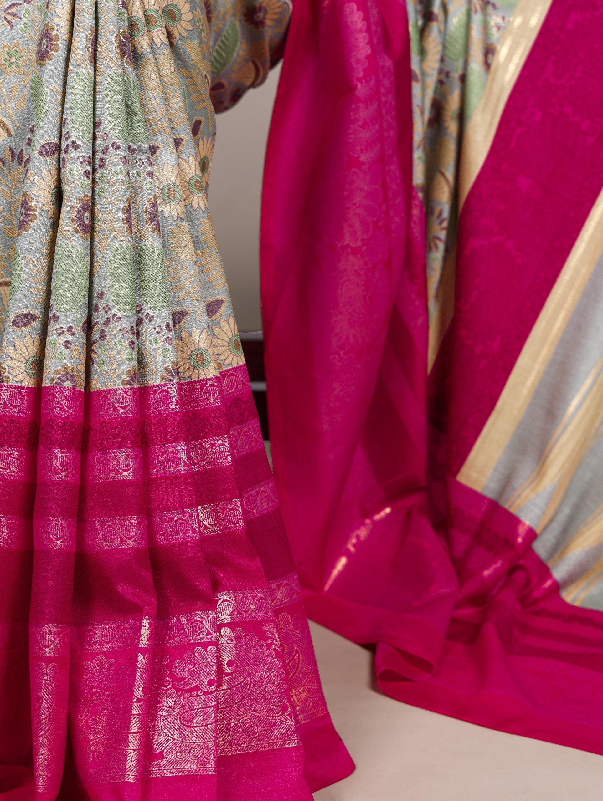 Tasar Silk Floral Printed Saree