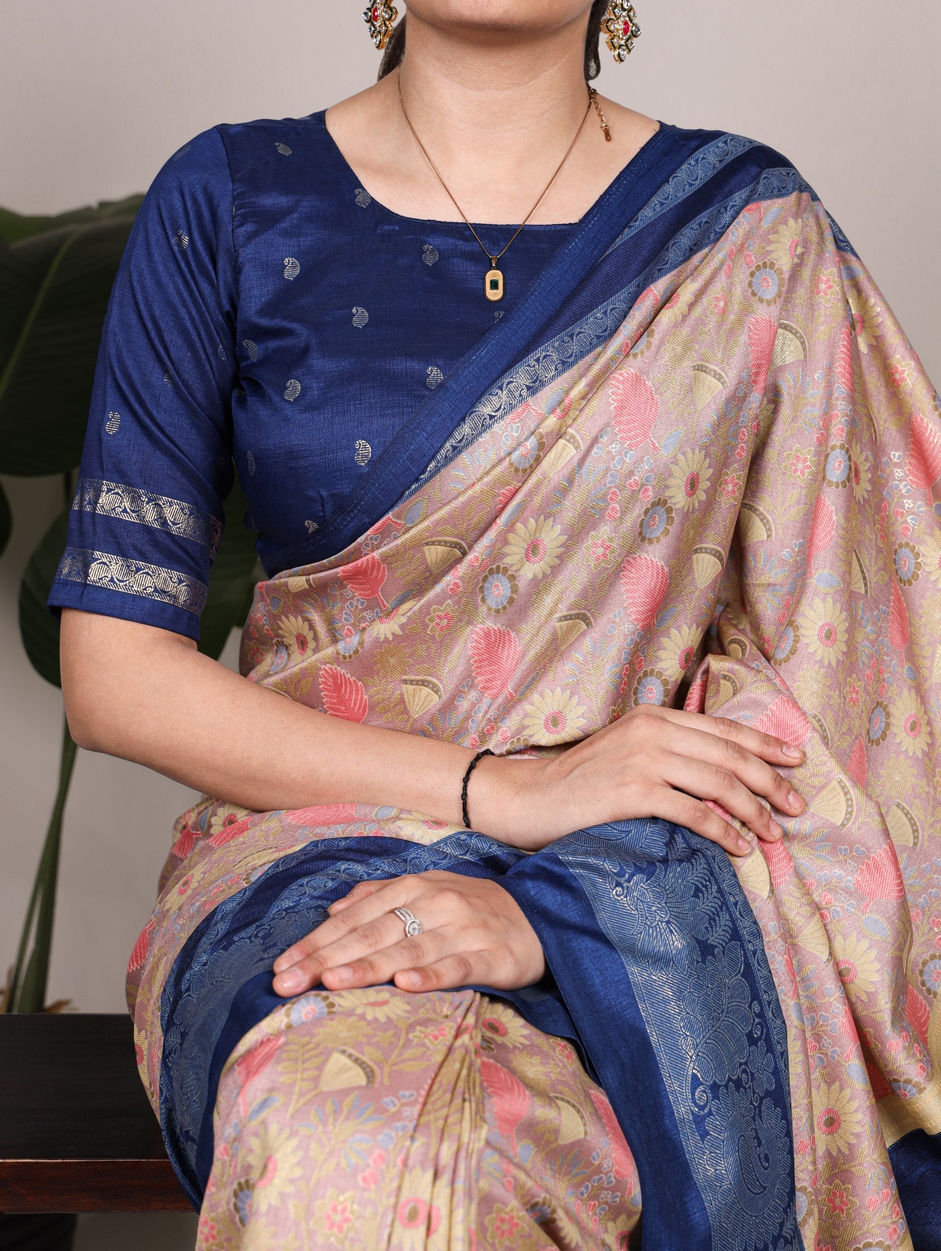 Tasar Silk Floral Printed Saree