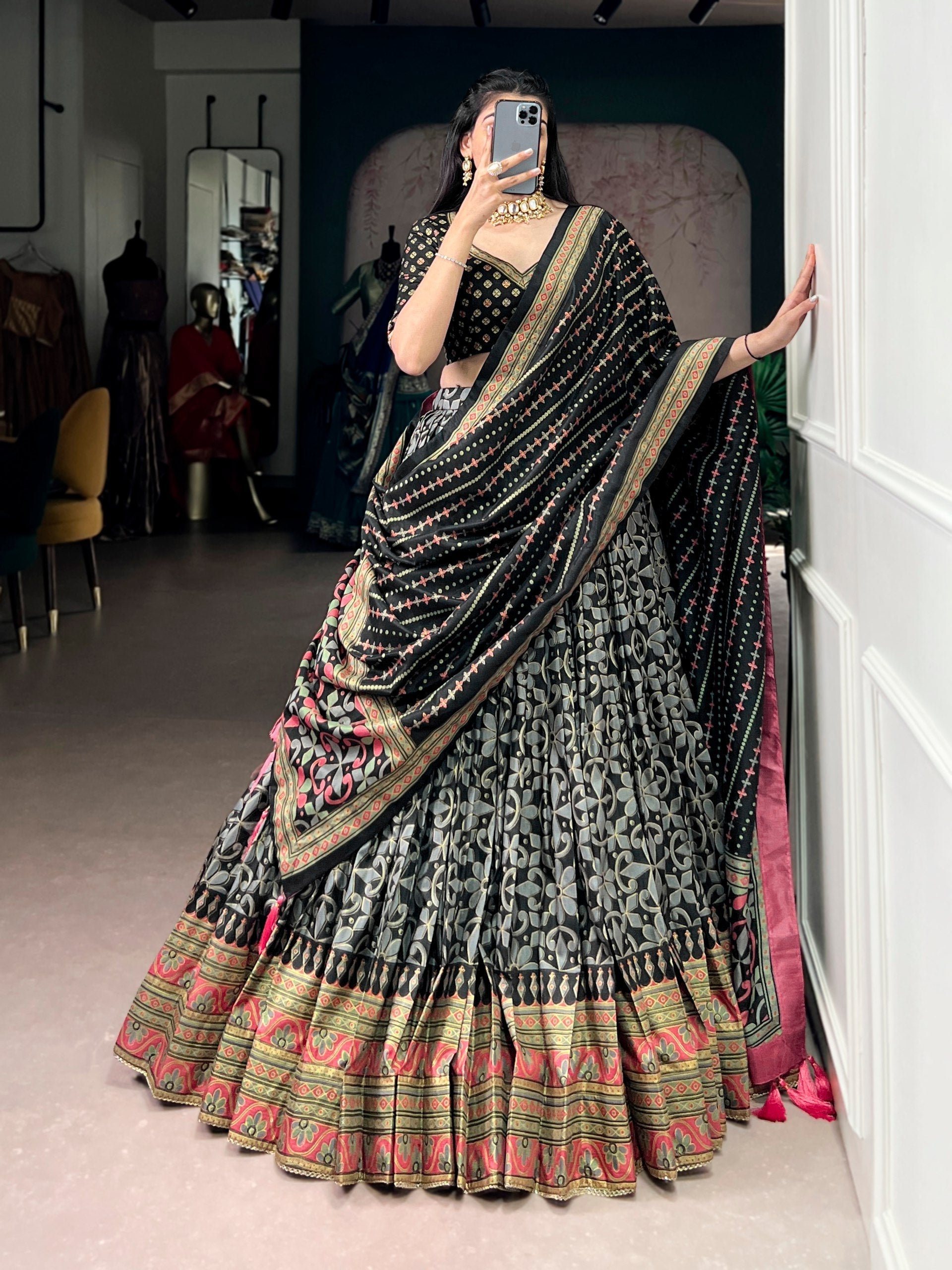 Tasar Silk Sparkle Lehenga Set