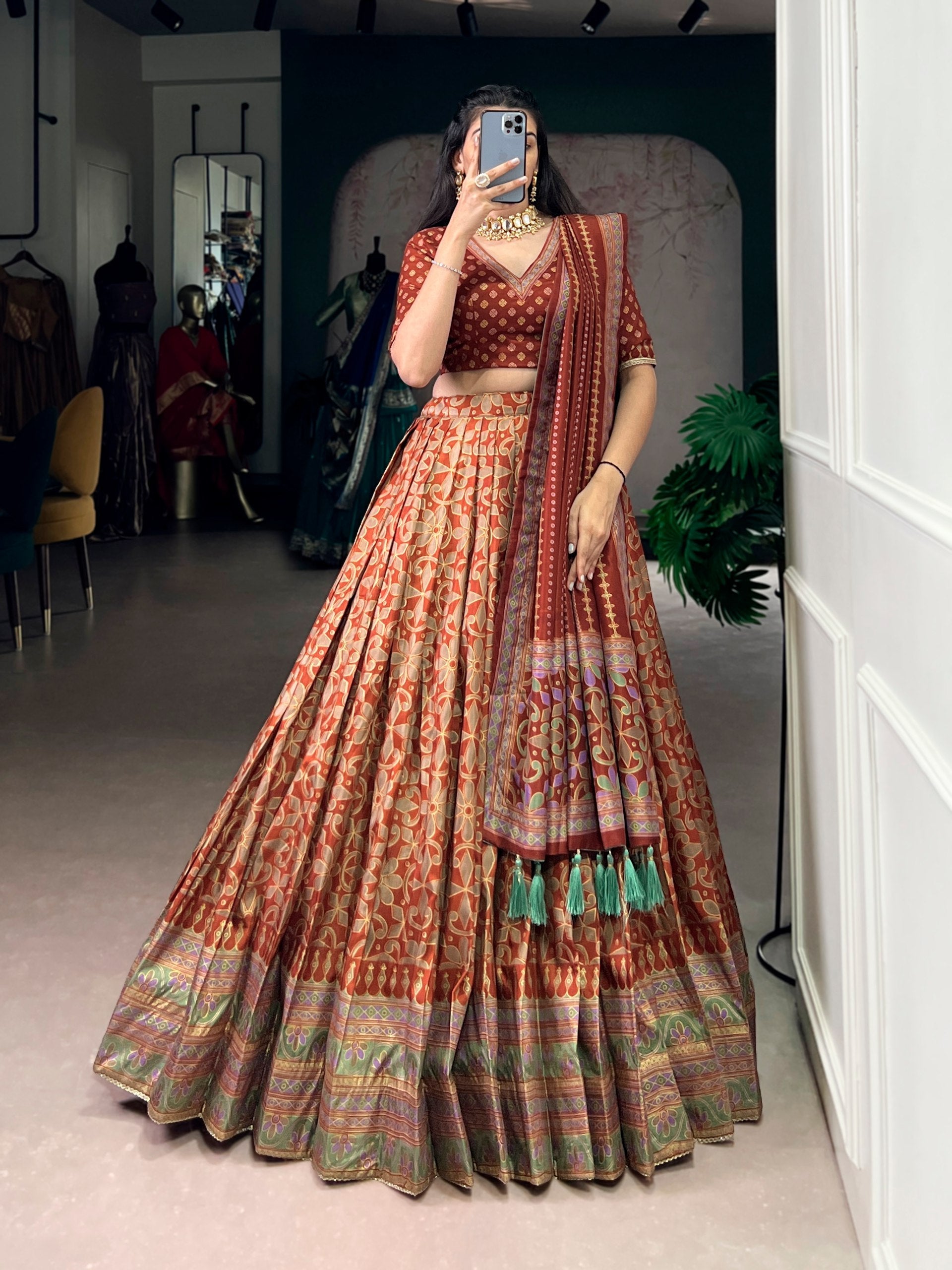 Tasar Silk Sparkle Lehenga Set