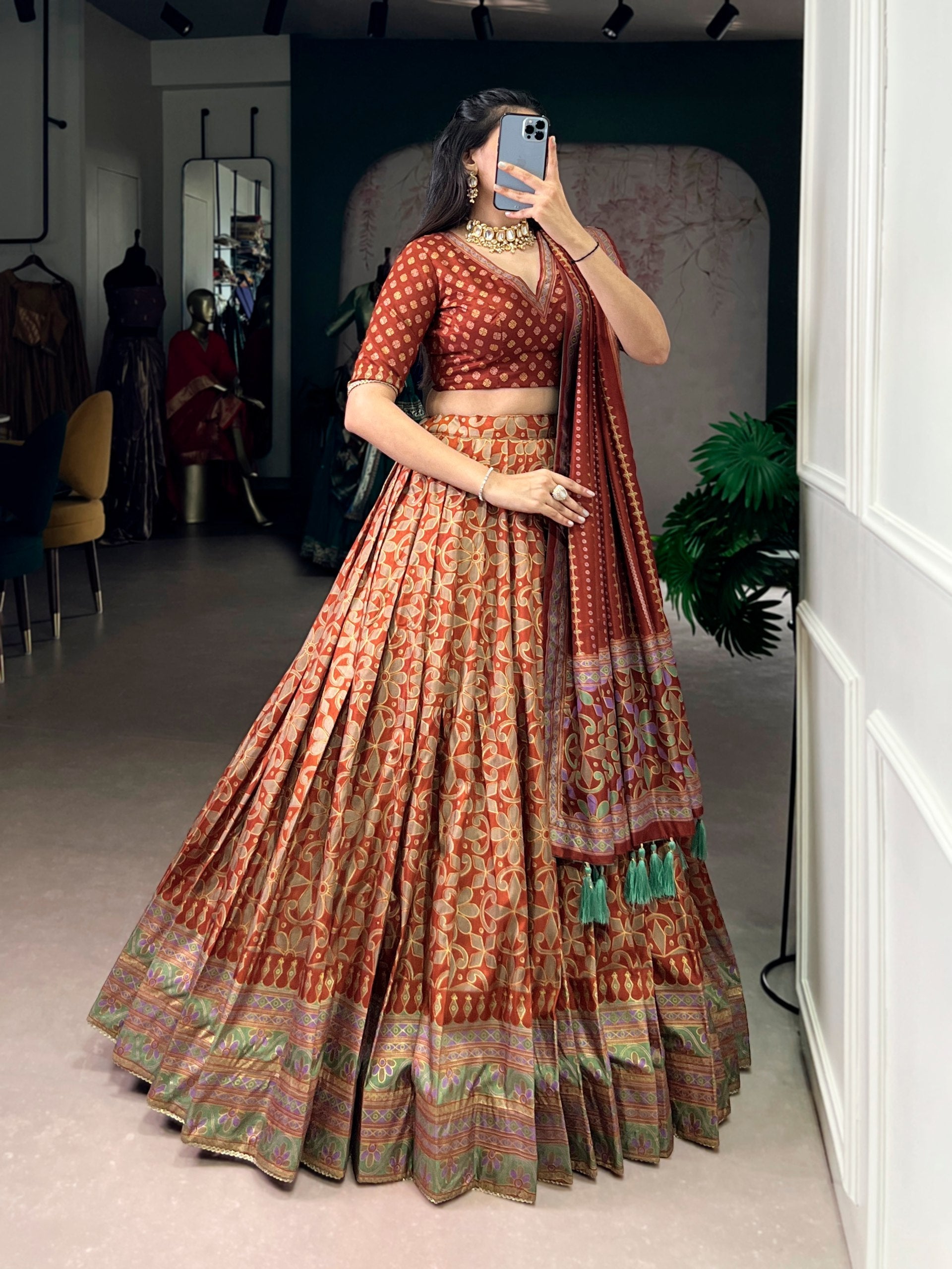Tasar Silk Sparkle Lehenga Set