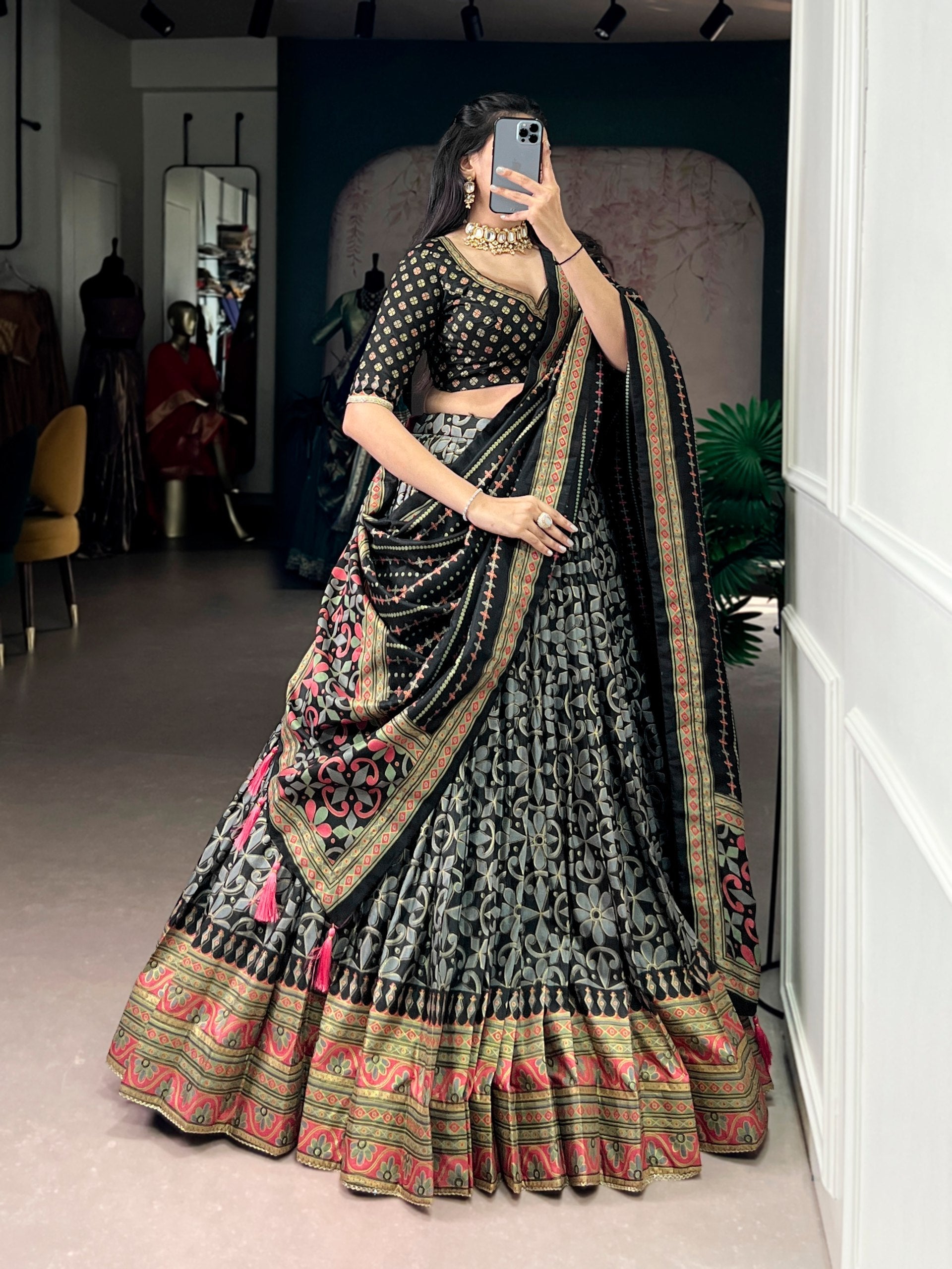 Tasar Silk Sparkle Lehenga Set