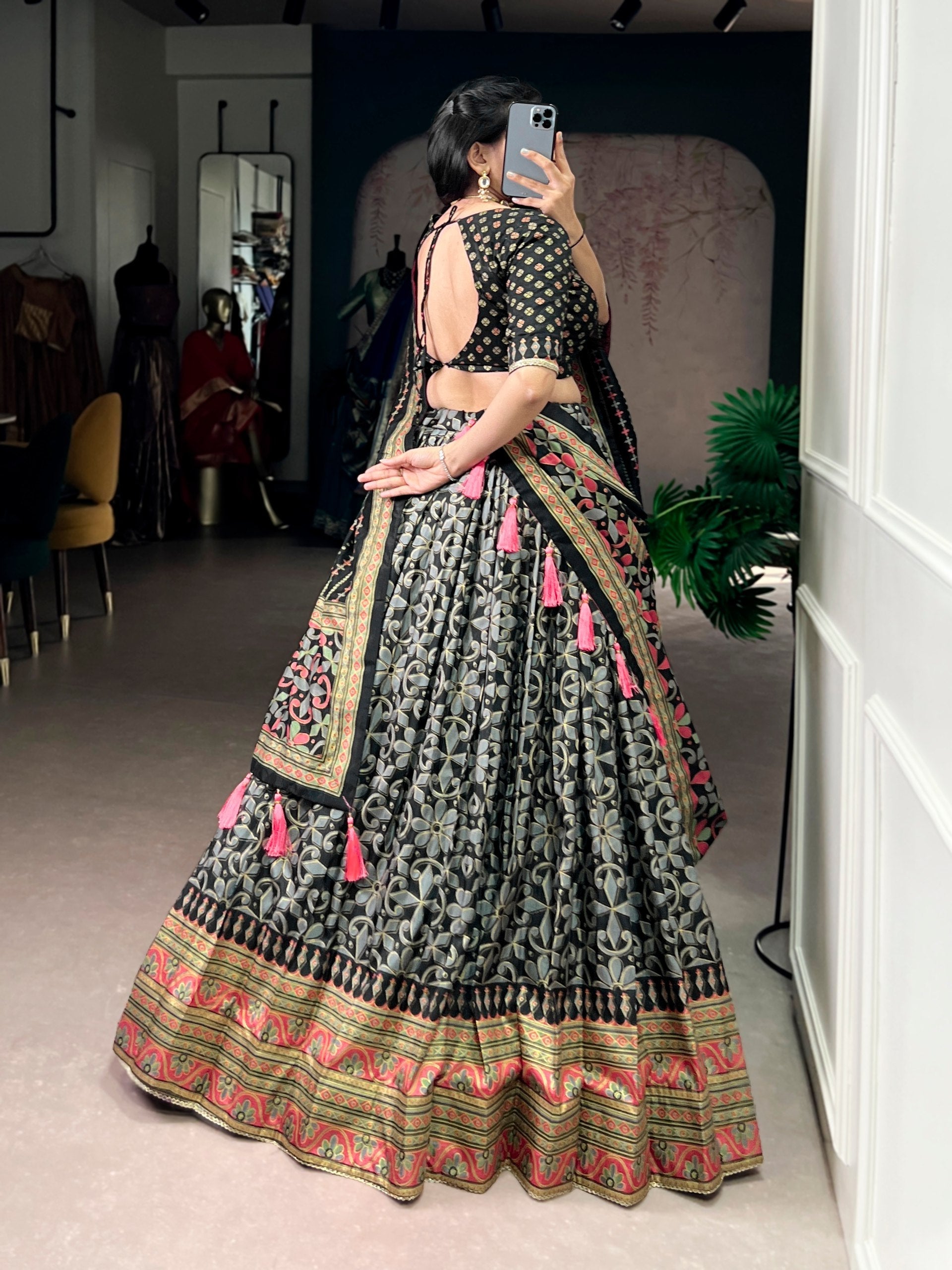 Tasar Silk Sparkle Lehenga Set
