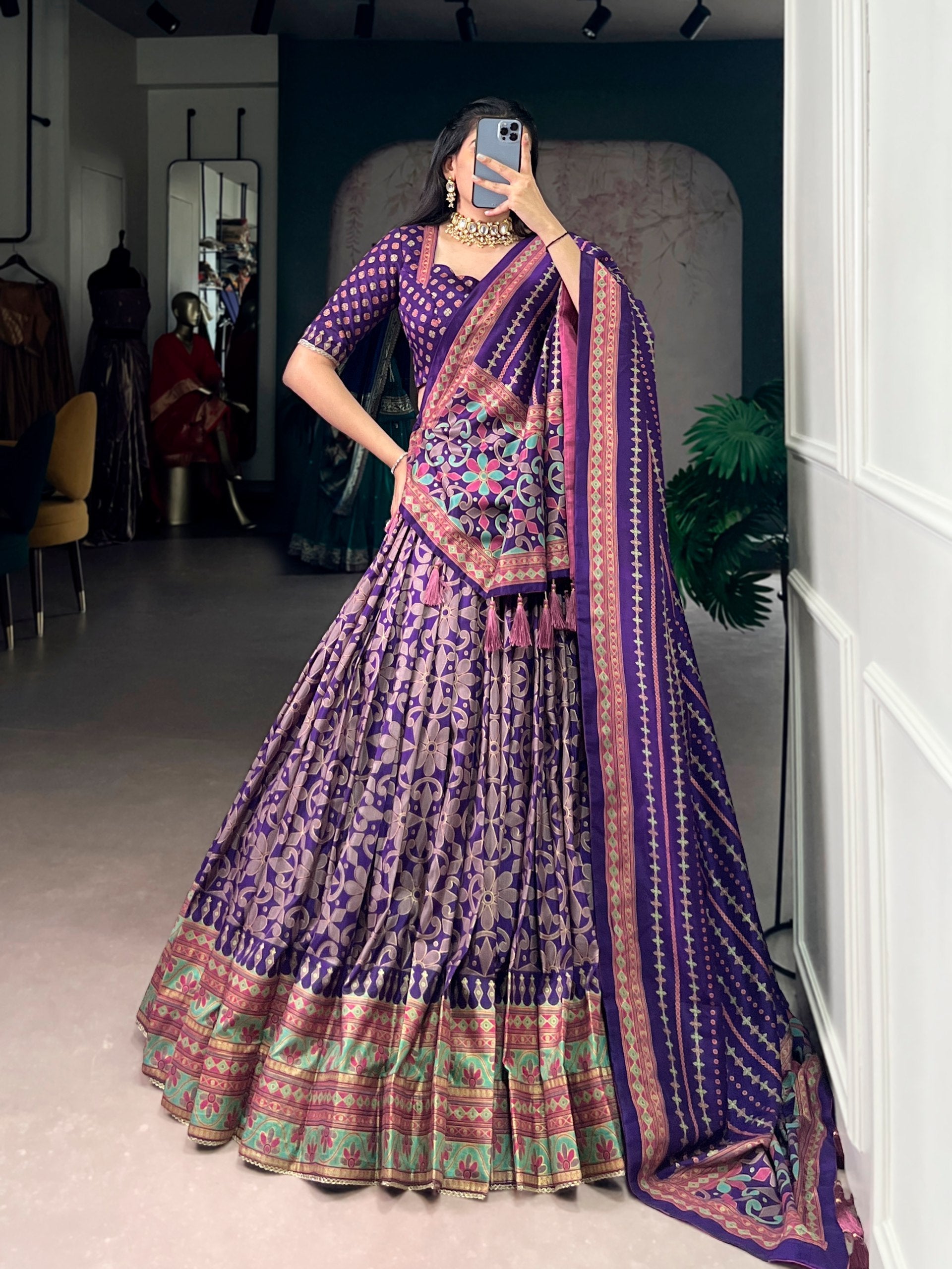 Tasar Silk Sparkle Lehenga Set