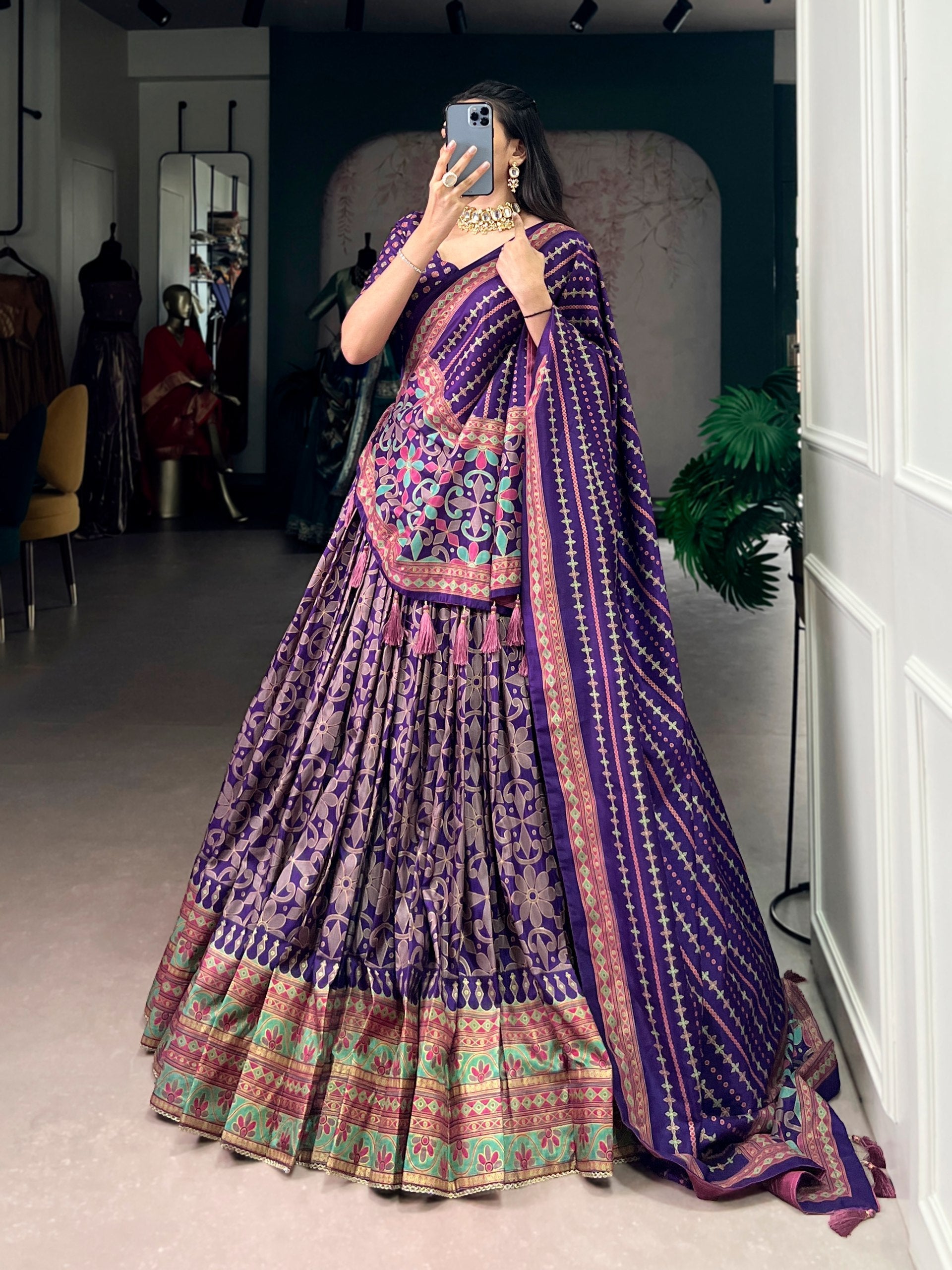 Tasar Silk Sparkle Lehenga Set