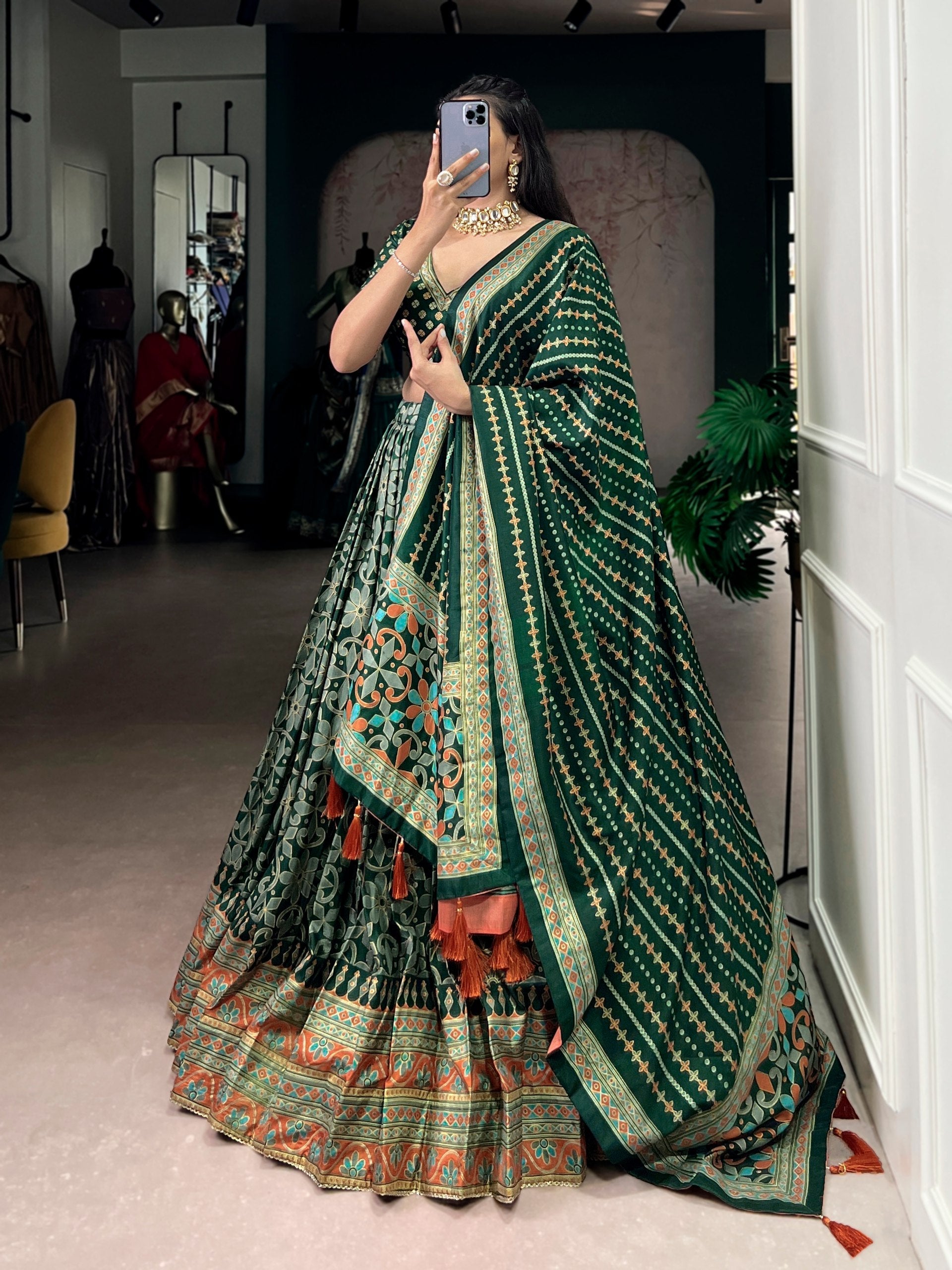 Tasar Silk Sparkle Lehenga Set
