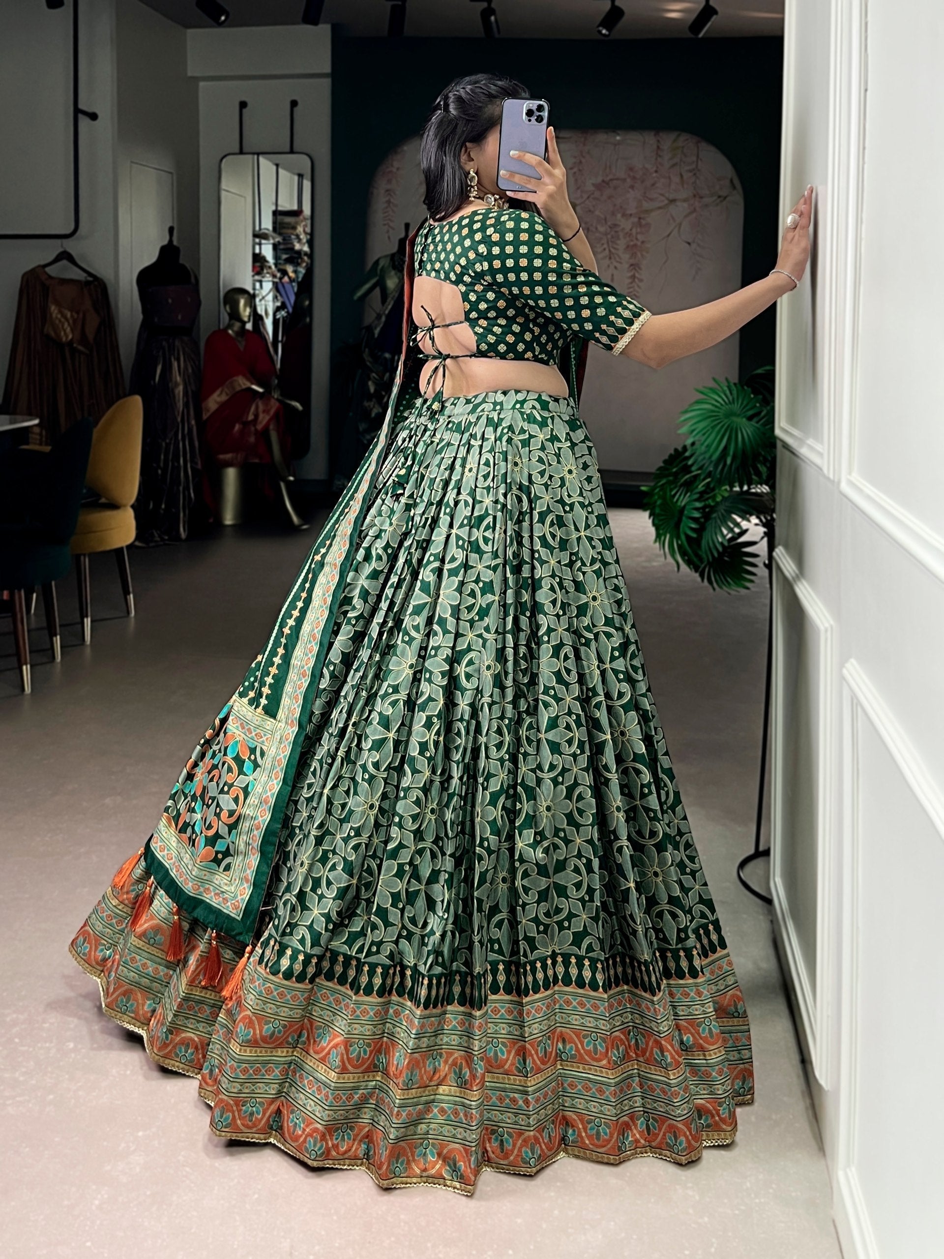 Tasar Silk Sparkle Lehenga Set