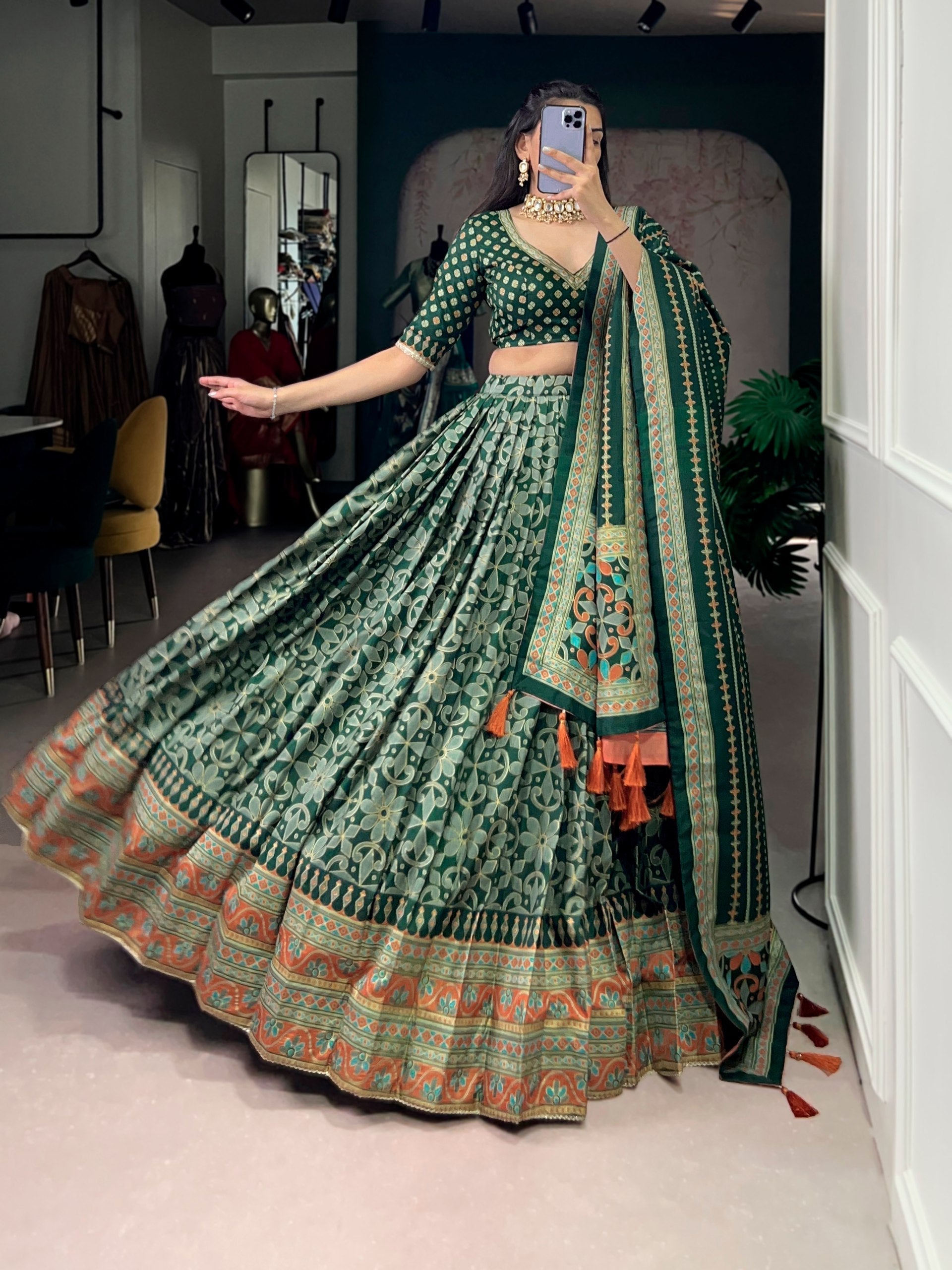 Tasar Silk Sparkle Lehenga Set
