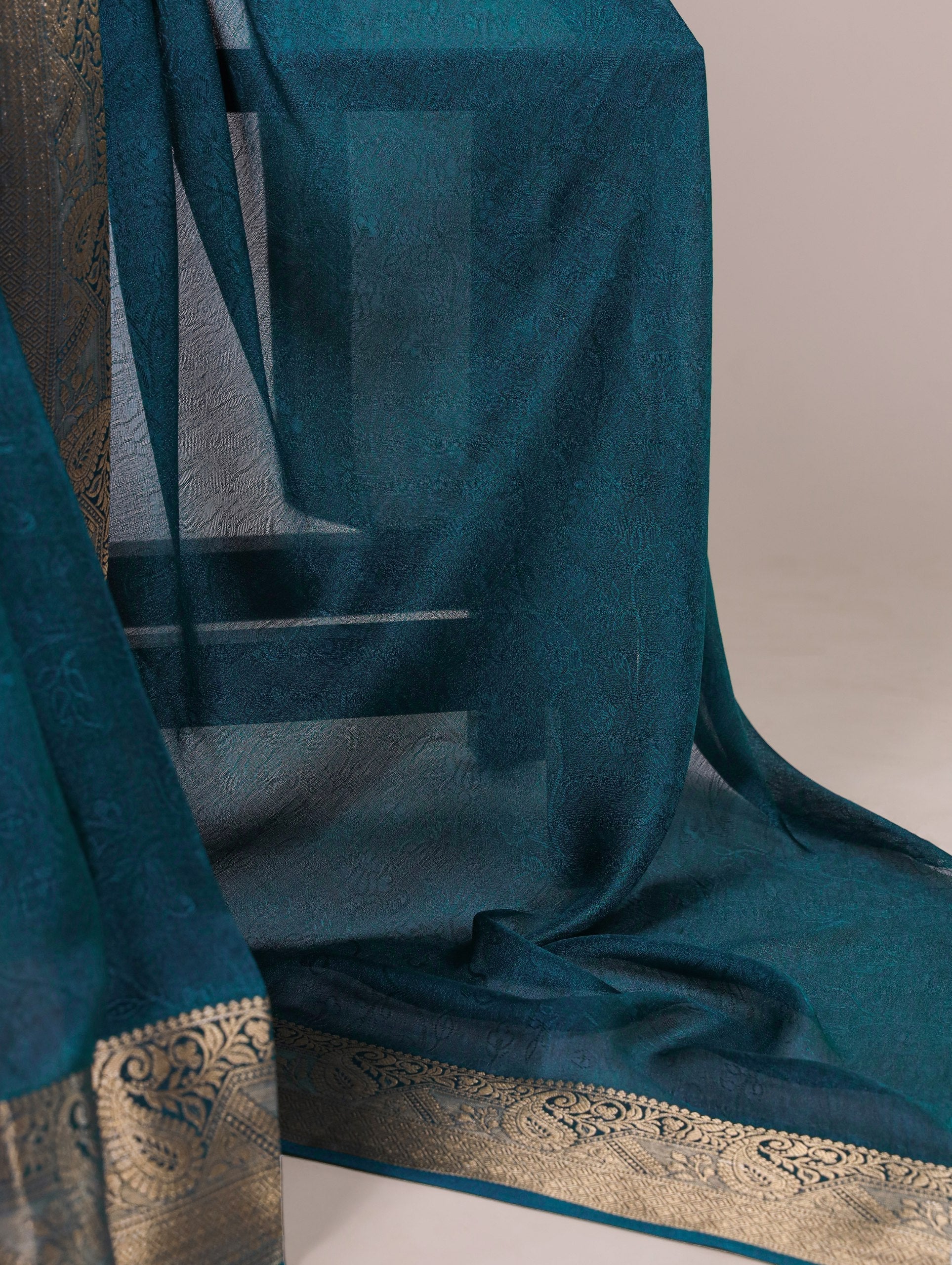 Teal Elegant Mass Mello Zari Weaving Saree with Matching Unstitched Blouse – Premium Party & Festive Wear Traditional Silk Look Saree