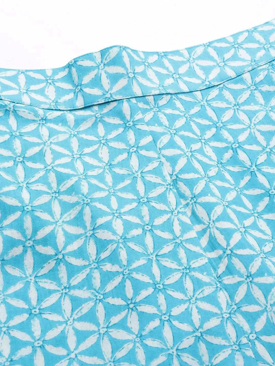 Anouk Turquoise Blue Printed Cotton Night Suit