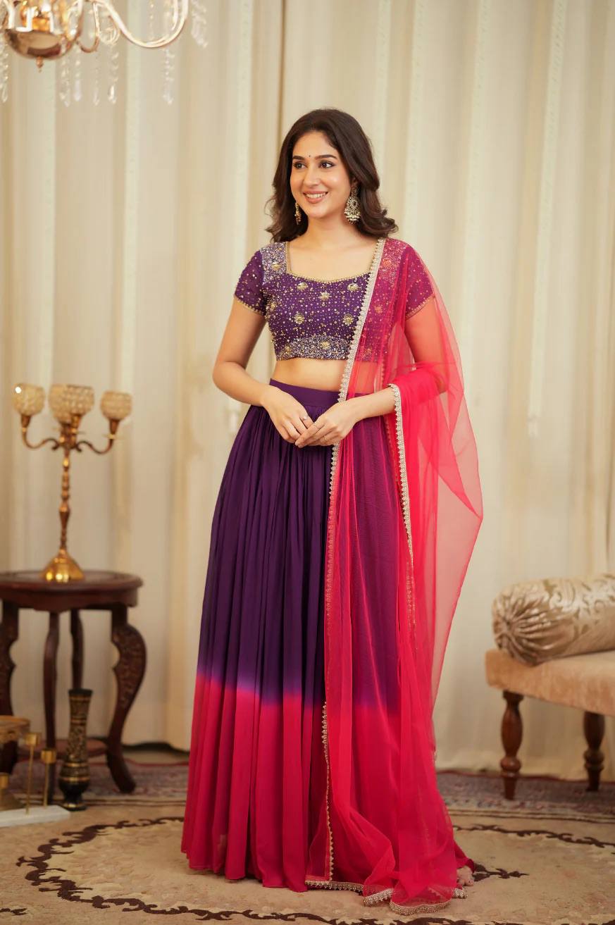 Two-Tone Sequins Work Lehenga Set