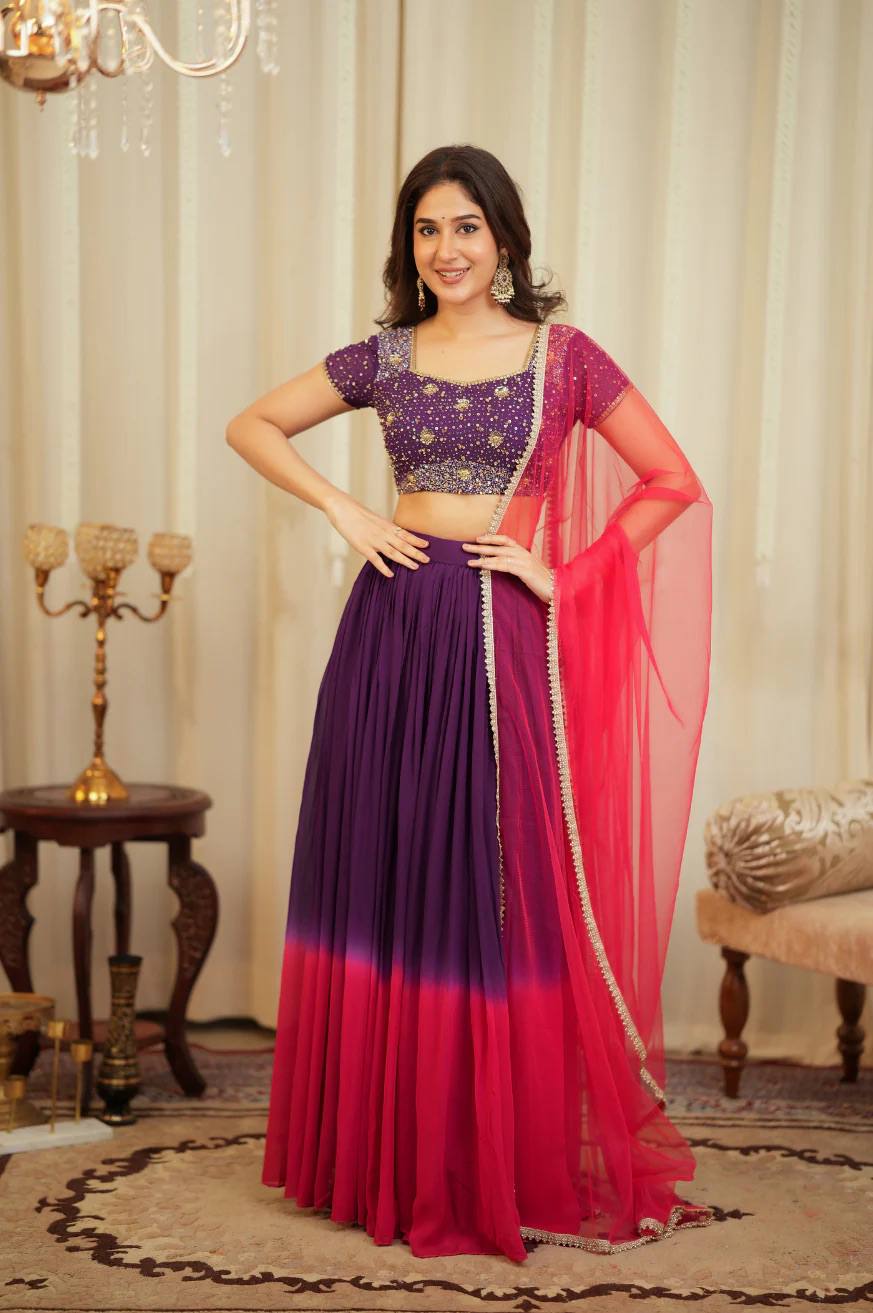 Two-Tone Sequins Work Lehenga Set