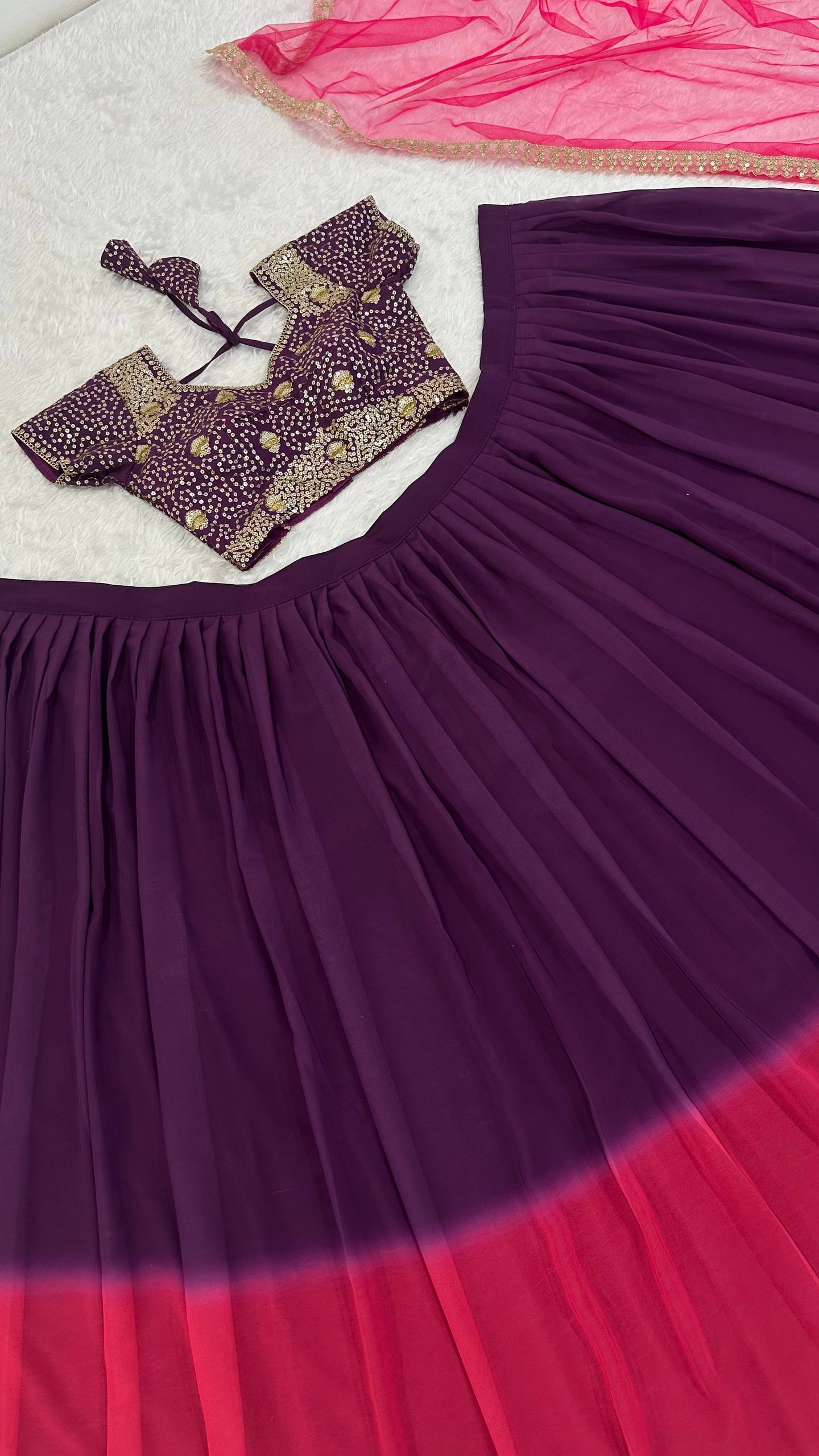 Two-Tone Sequins Work Lehenga Set
