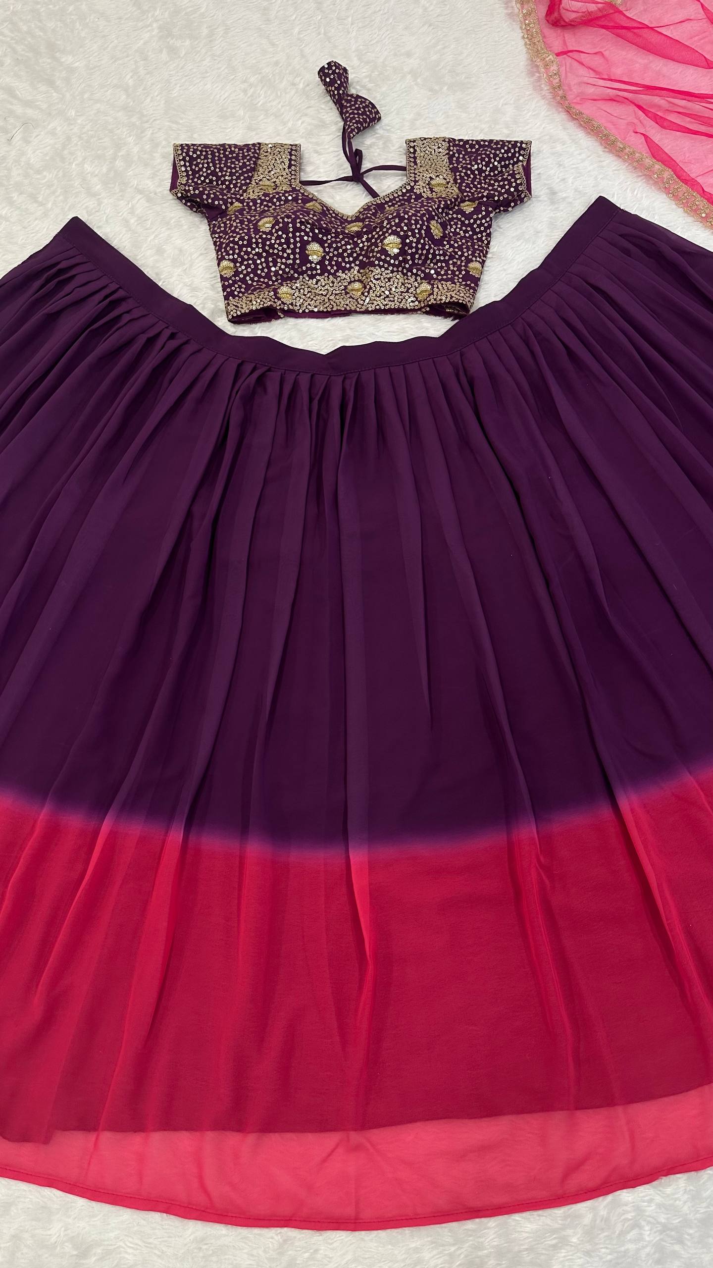 Two-Tone Sequins Work Lehenga Set