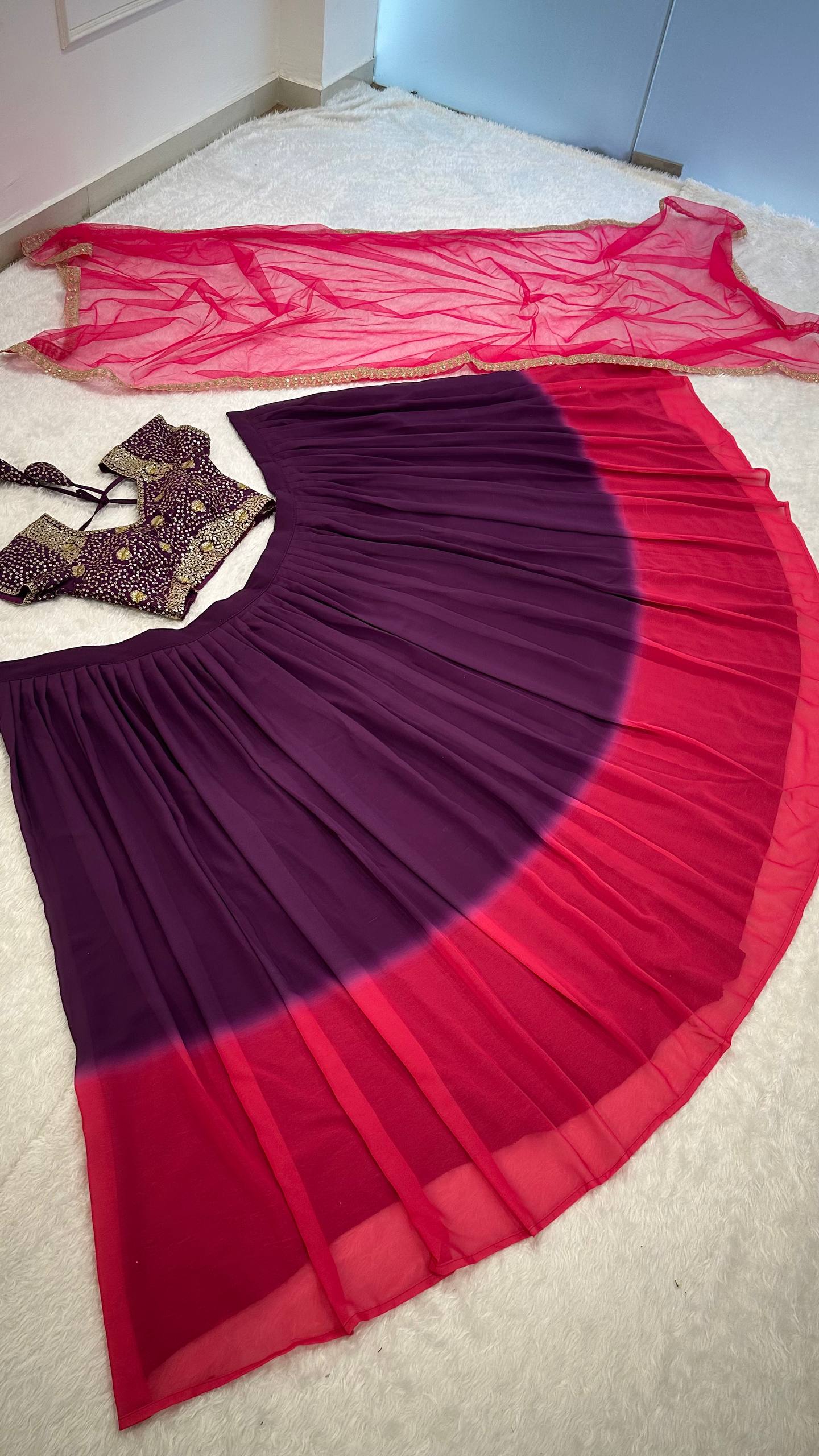 Two-Tone Sequins Work Lehenga Set
