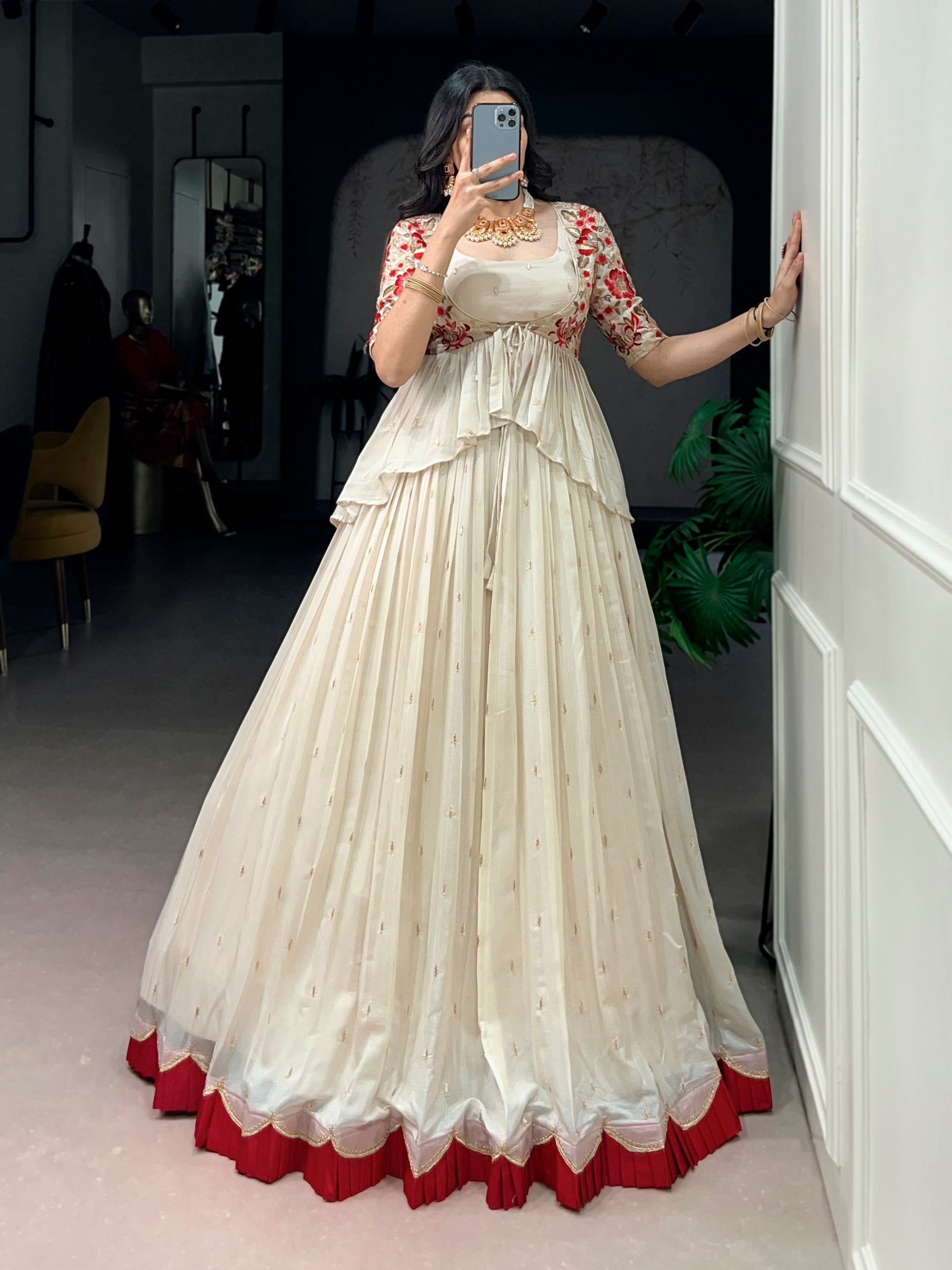 White Chocolate Silk Lehenga Set