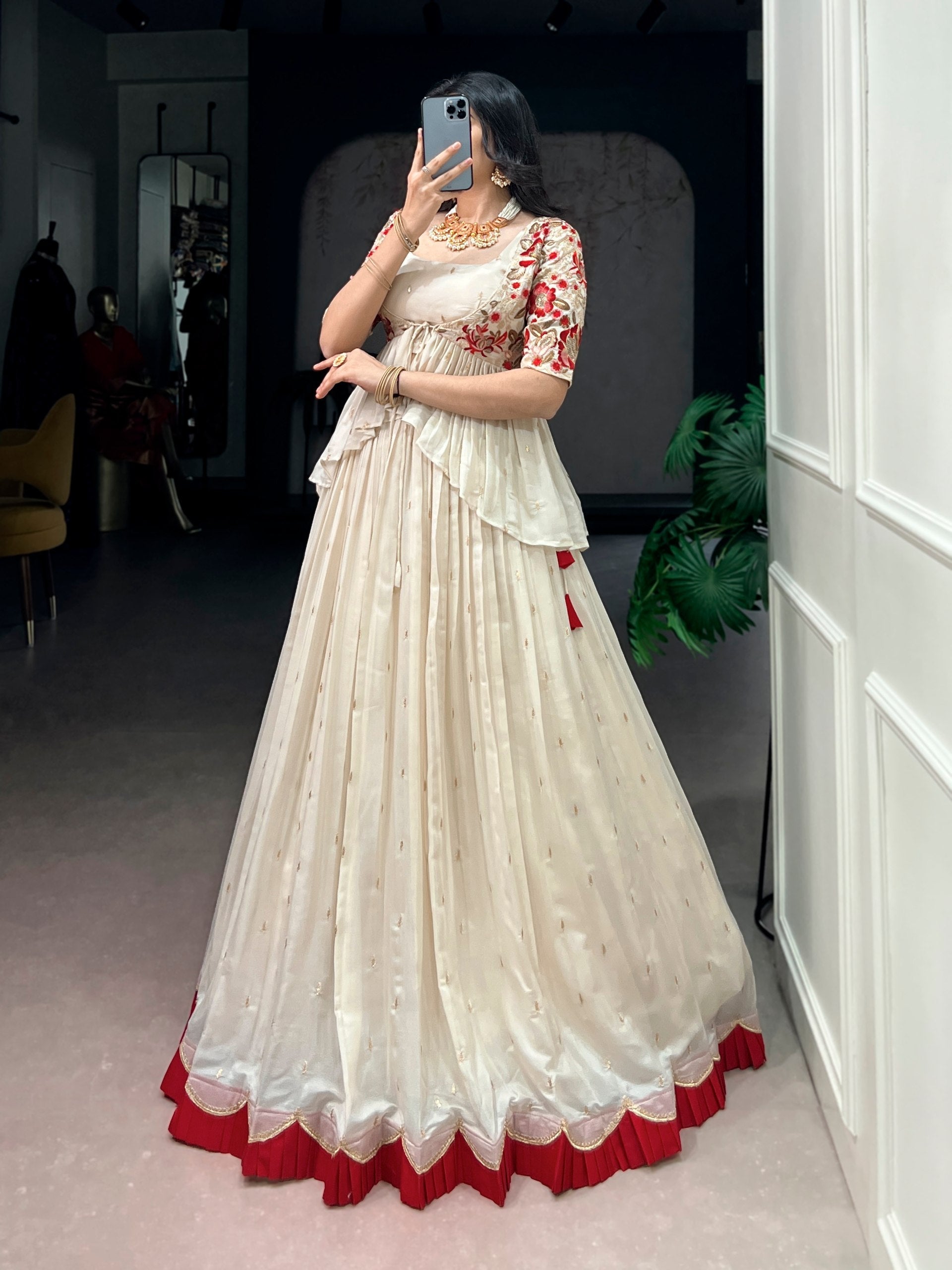 White Chocolate Silk Lehenga Set
