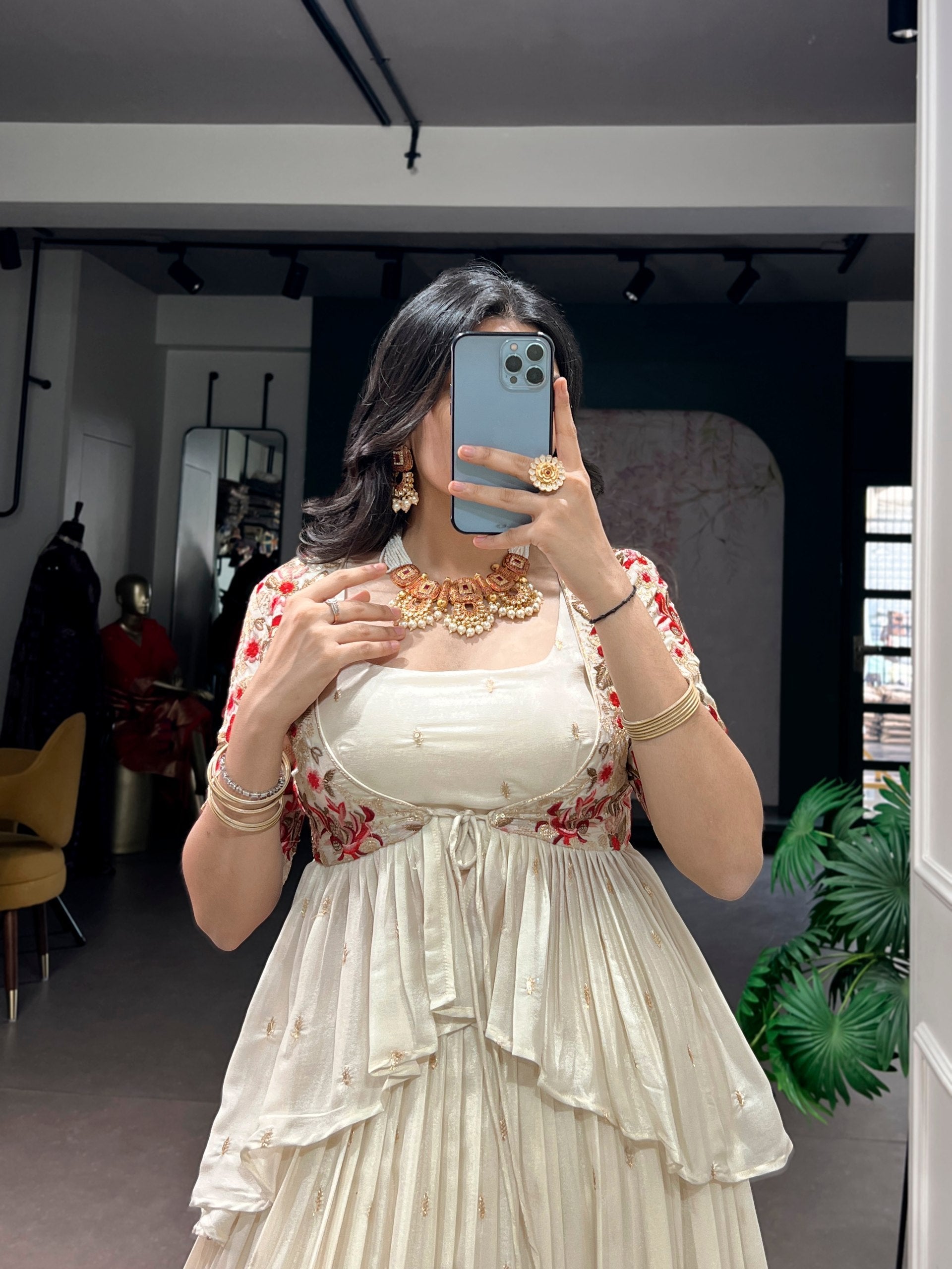 White Chocolate Silk Lehenga Set