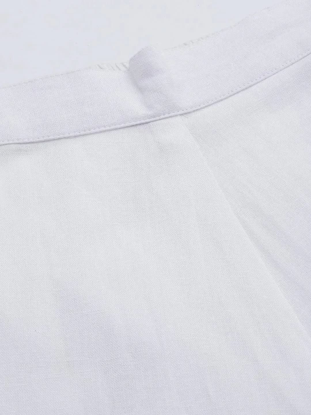 Anouk White Solid Cotton Trousers