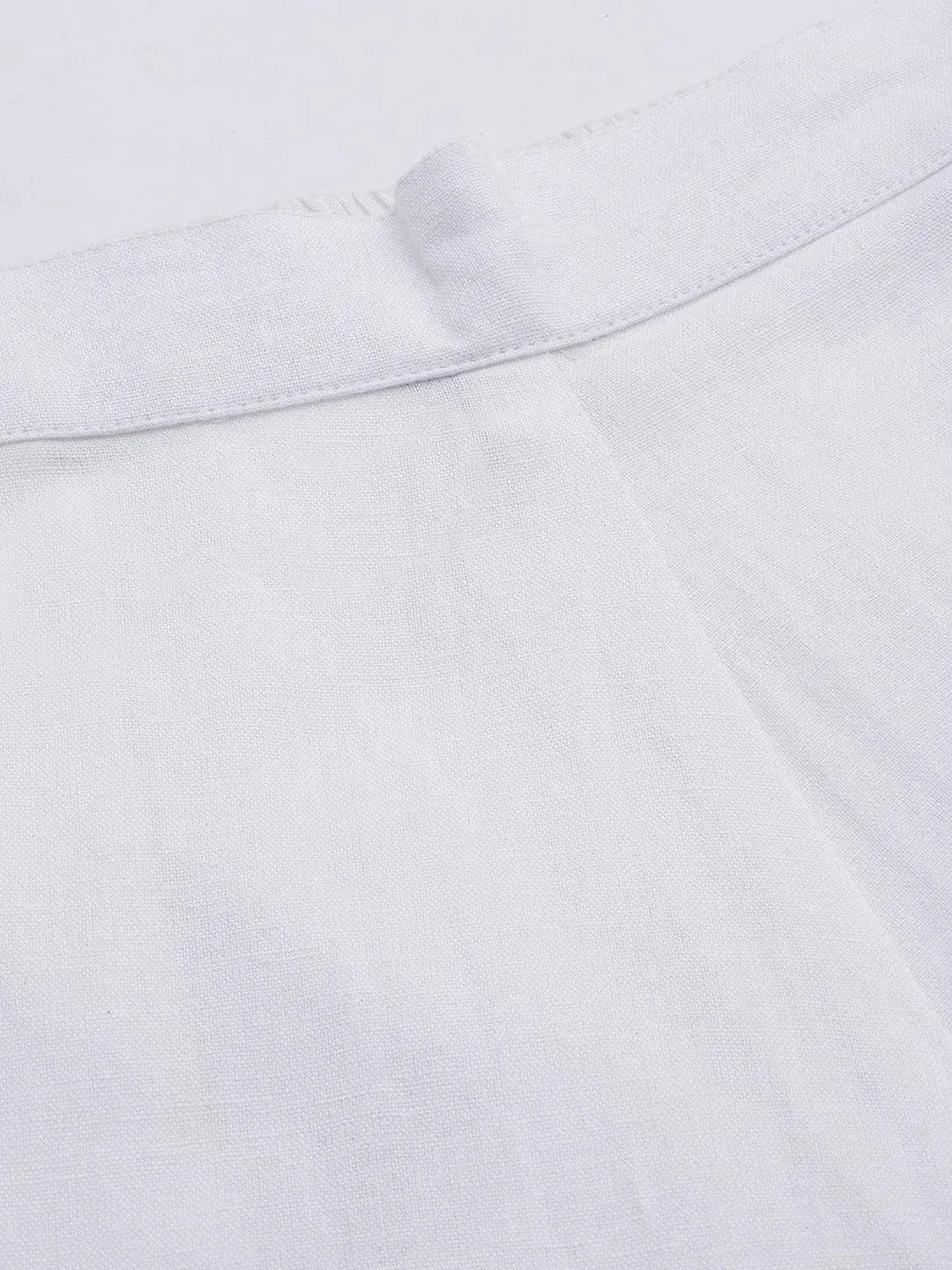 Anouk White Solid Cotton Trousers