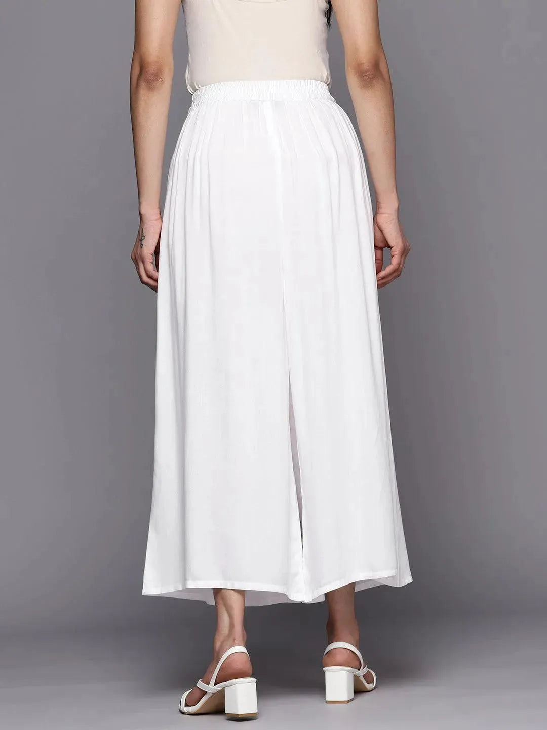 Anouk White Solid Rayon Palazzos