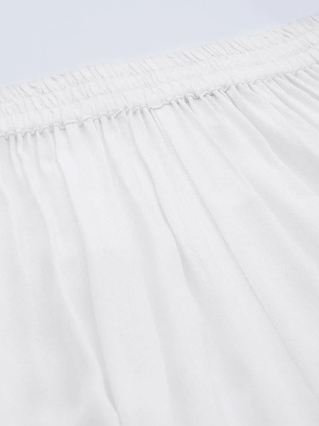 Anouk White Solid Rayon Palazzos