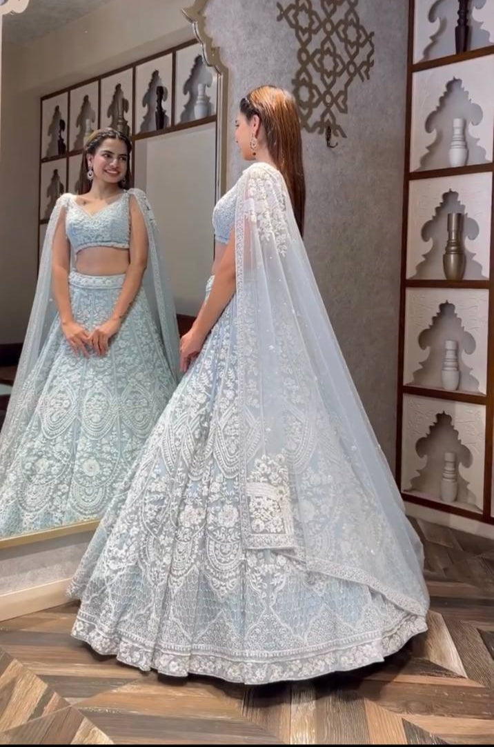 Milky Traditional Obsession – Exquisite Net Sequin Lehenga Set