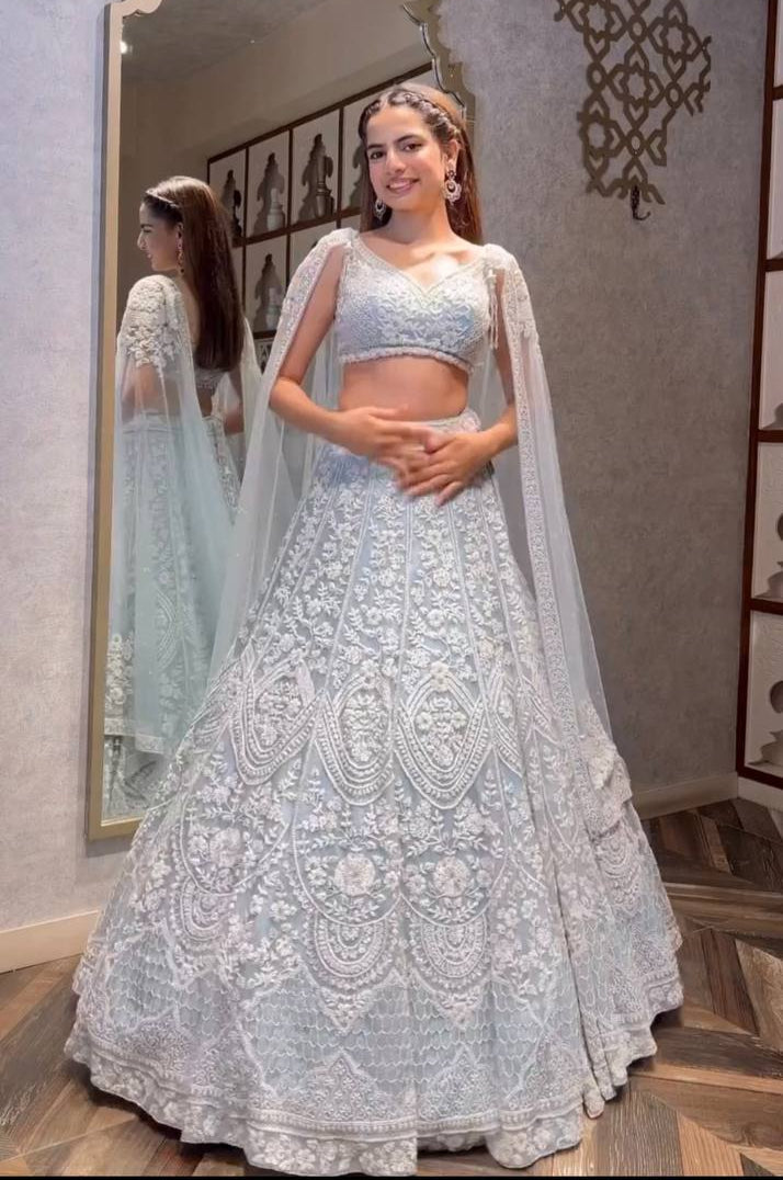 Milky Traditional Obsession – Exquisite Net Sequin Lehenga Set