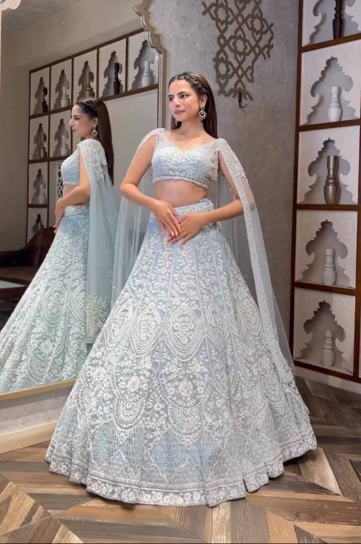 Milky Traditional Obsession – Exquisite Net Sequin Lehenga Set