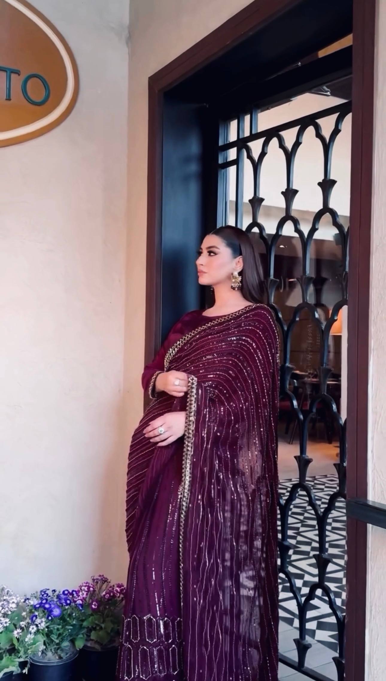 Wine Elegant Kasturi Silk Saree with Sequins & Thread Work