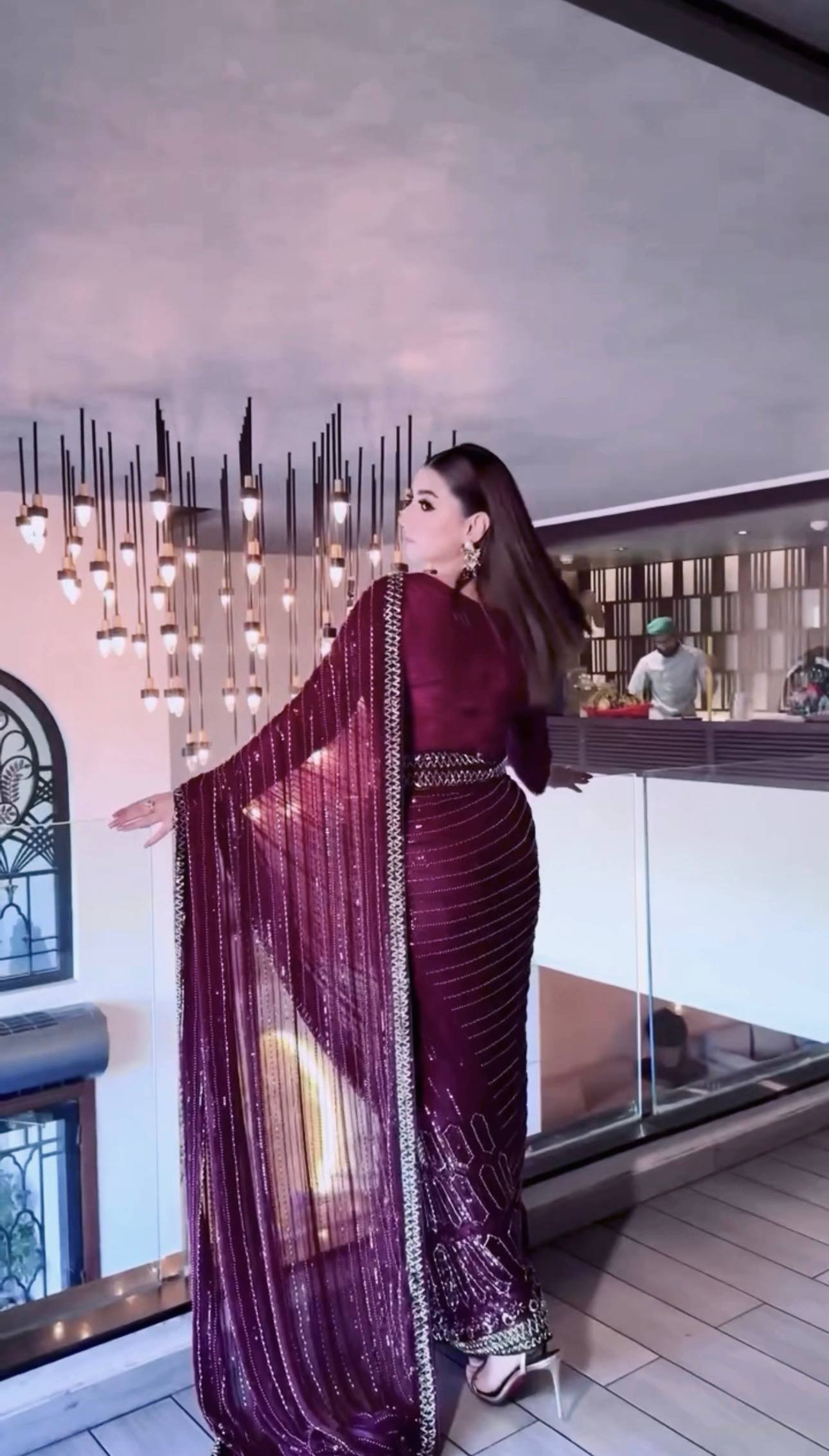 Wine Elegant Kasturi Silk Saree with Sequins & Thread Work