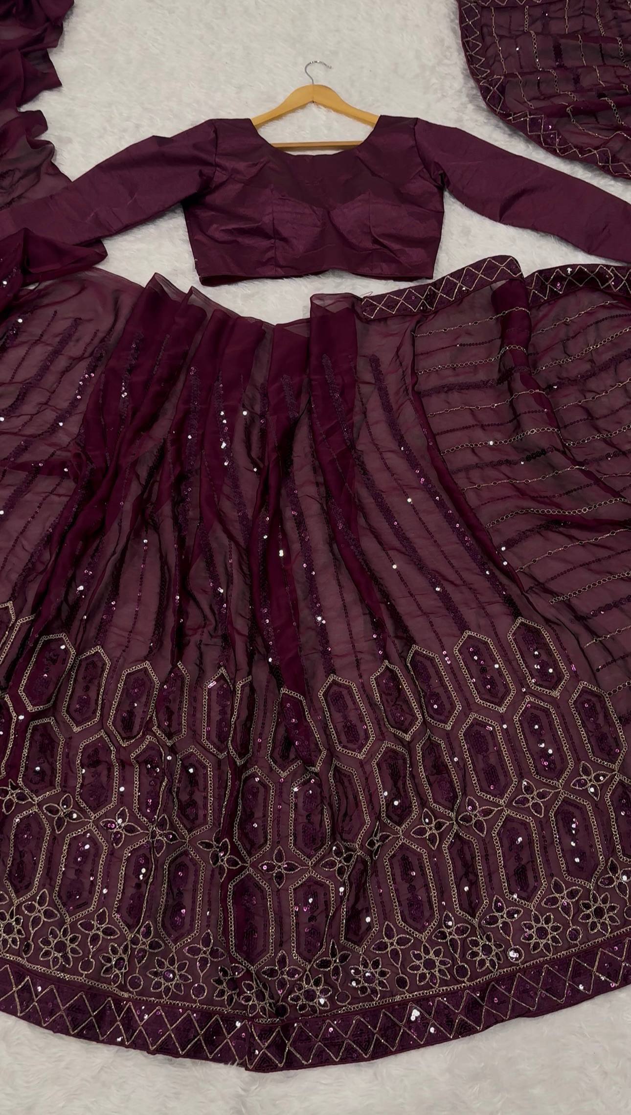 Wine Elegant Kasturi Silk Saree with Sequins & Thread Work