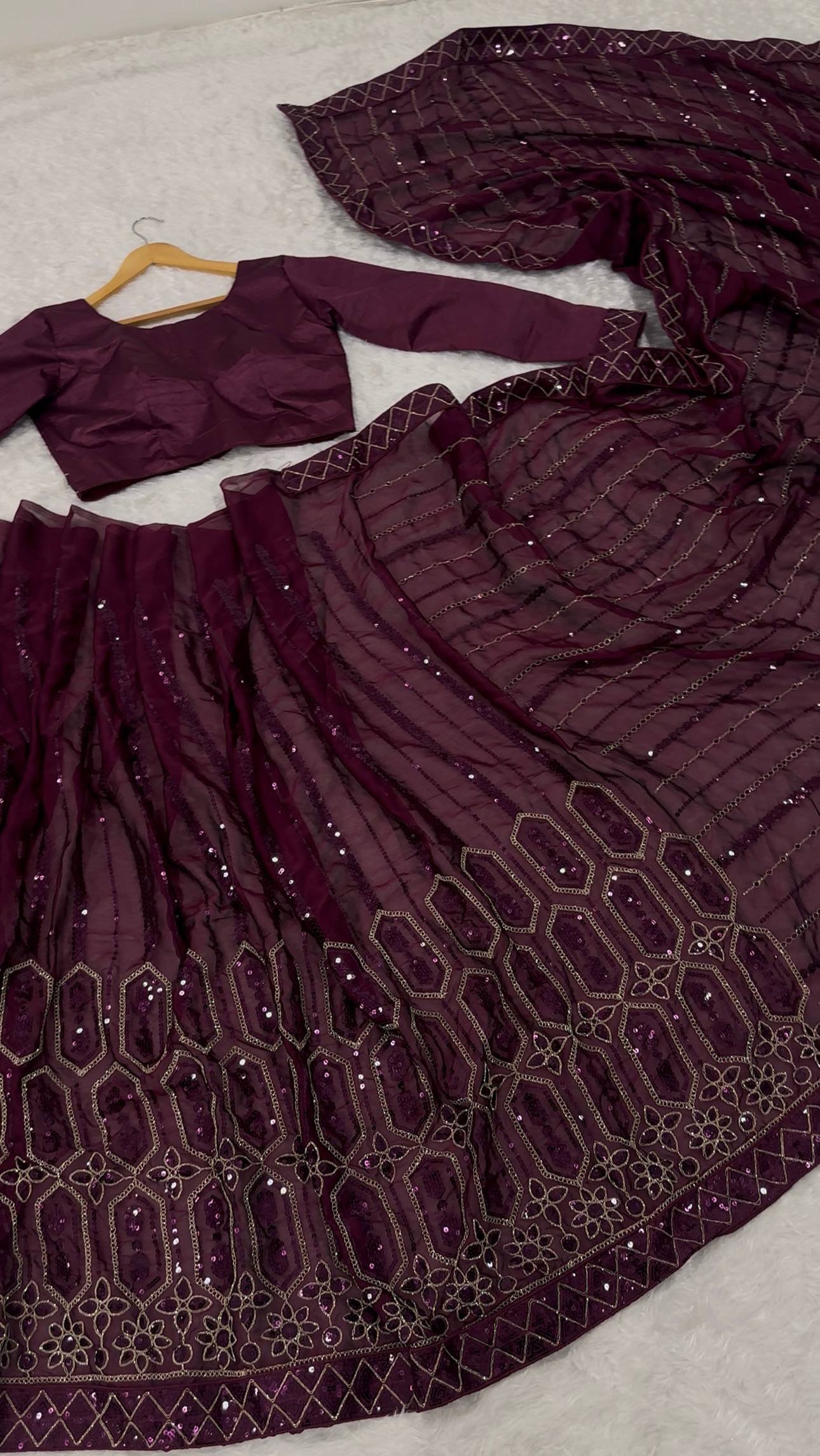 Wine Elegant Kasturi Silk Saree with Sequins & Thread Work
