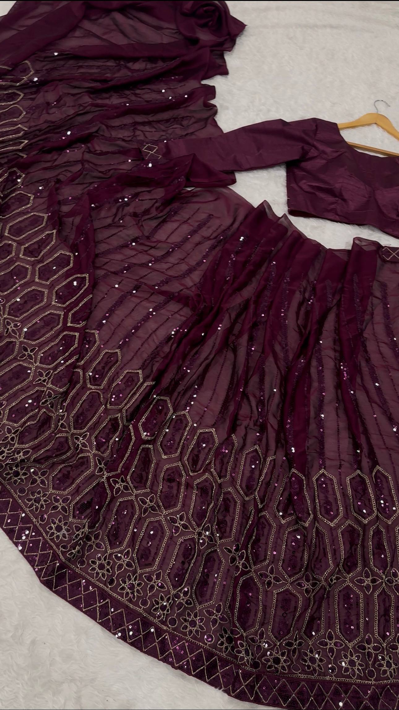 Wine Elegant Kasturi Silk Saree with Sequins & Thread Work
