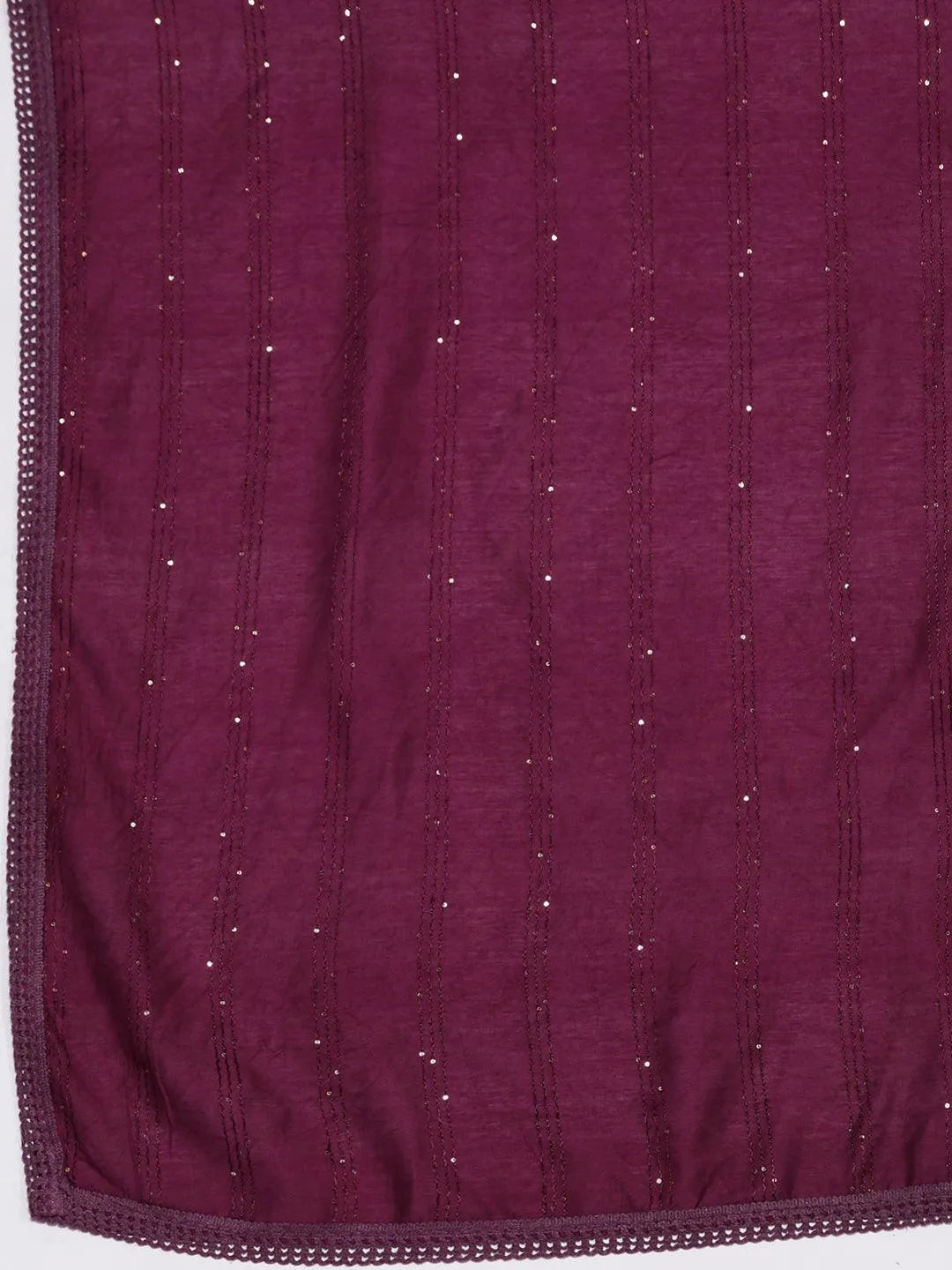 Anouk Wine Embroidered Silk Blend Straight Suit With Dupatta