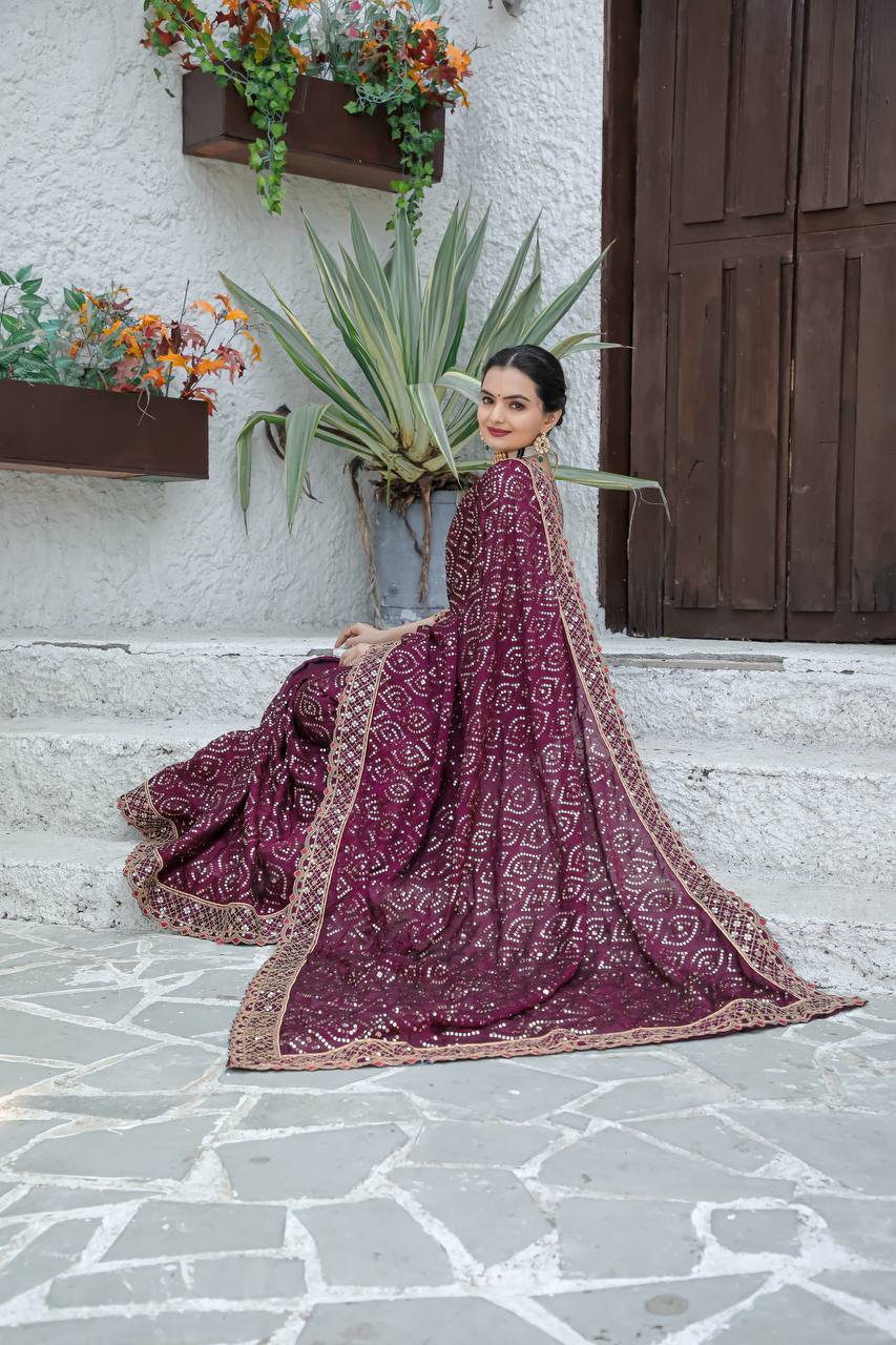 Wine Saree For Festive Gatherings to Glamorous Nights