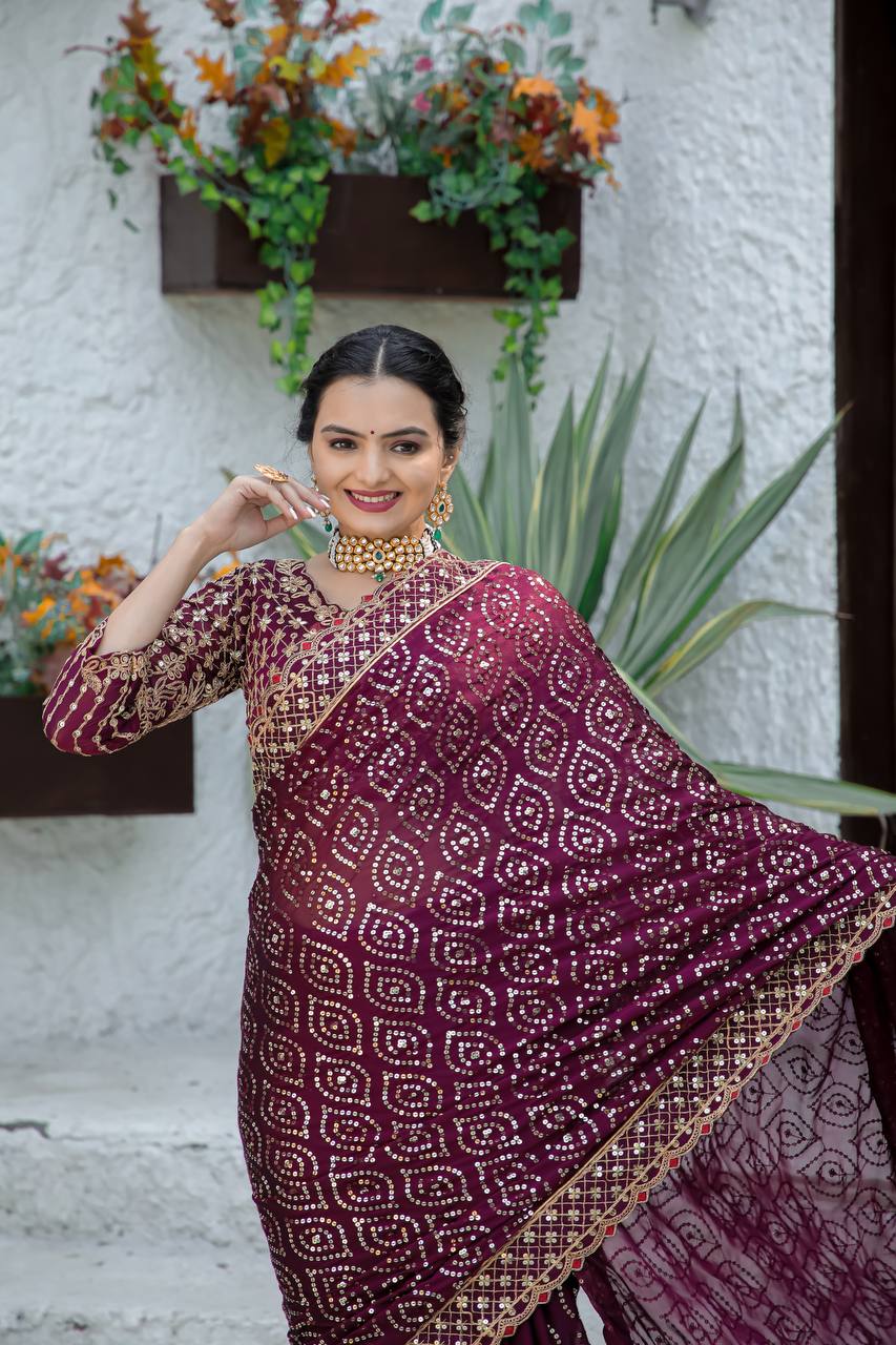 Wine Saree For Festive Gatherings to Glamorous Nights