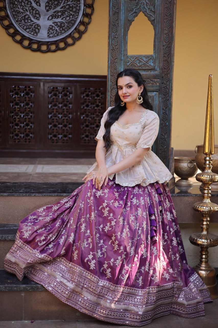 Wine Jacquard Designer Festive Lehenga