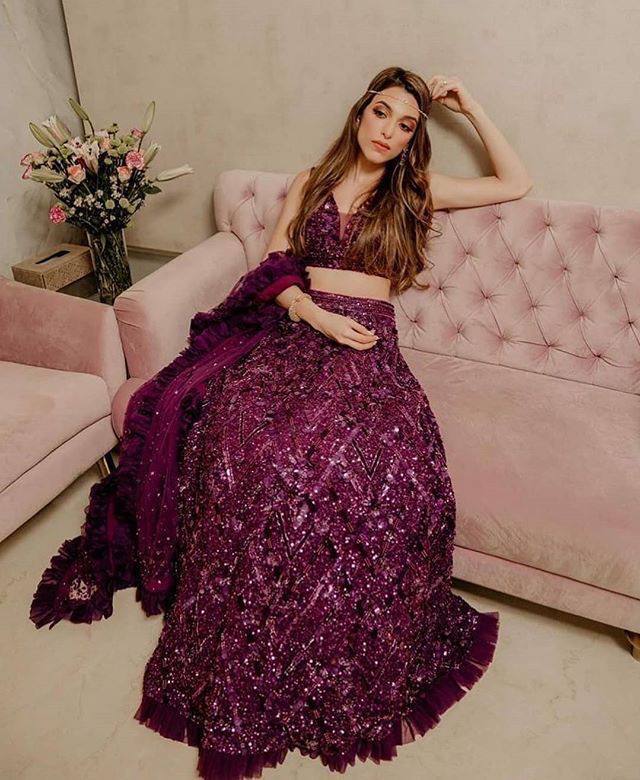 Wine Luxe Velvet Sequin Lehenga – Festive Glow