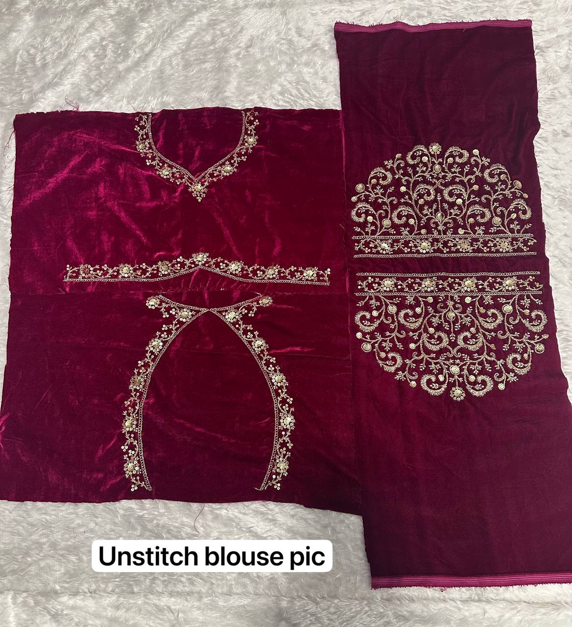 Wine Luxurious Velvet Lehenga Set with Sequins, Dori & Zari Work