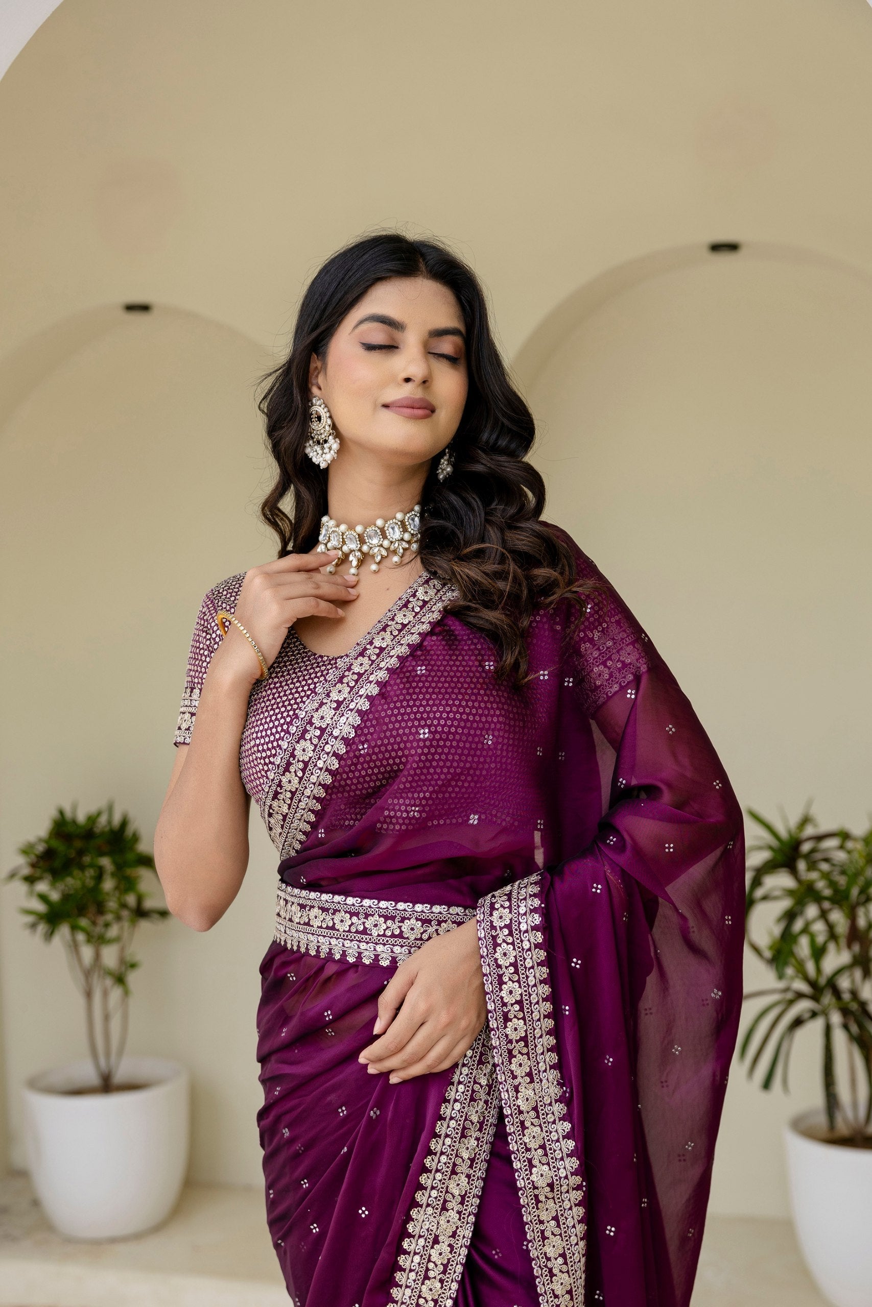 Wine Royal Kasturi Silk Saree with Zari, Dori, Foil & 4mm Sequins Work – Festive Edition
